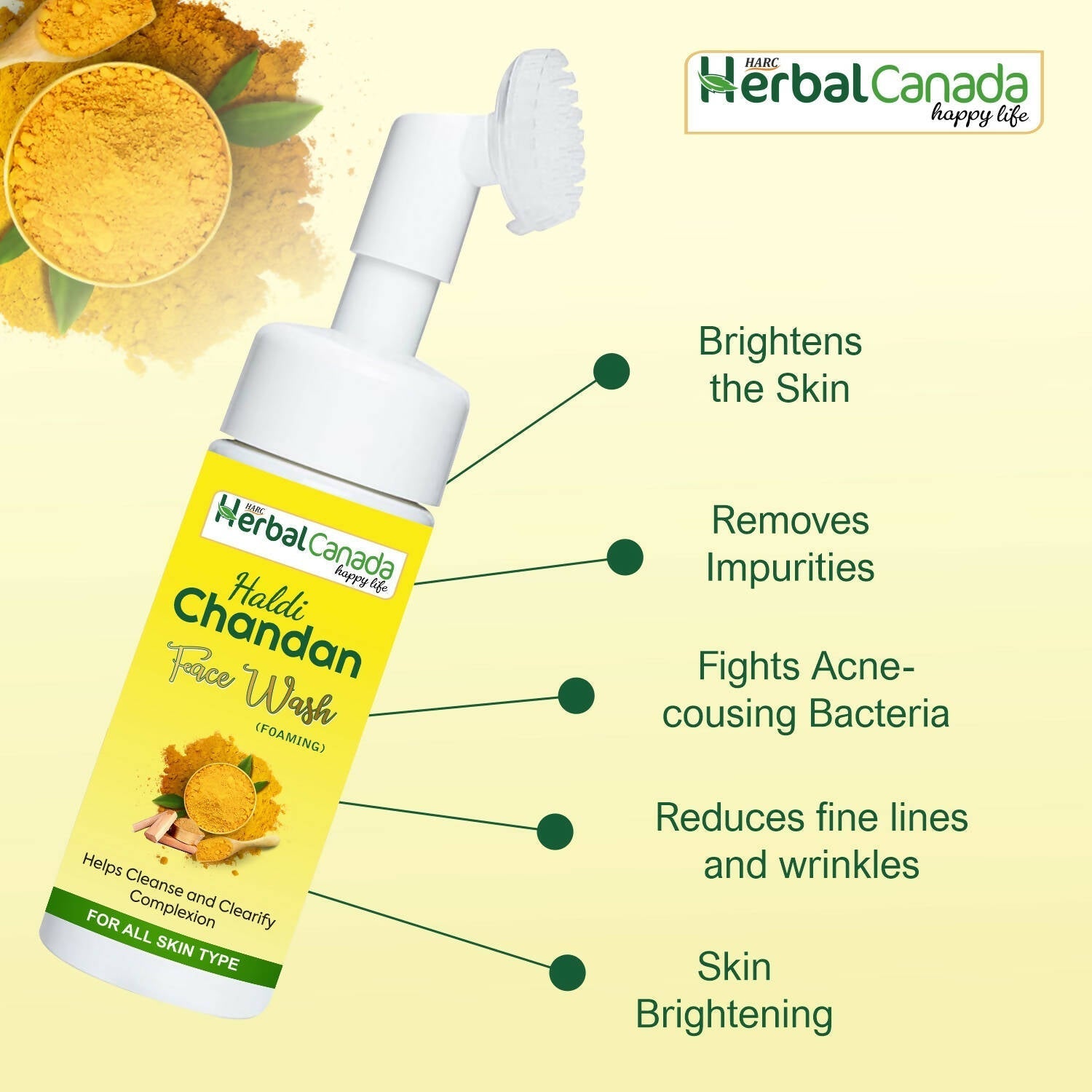 Herbal Canada Haldi Chandan Foaming Face Wash 
