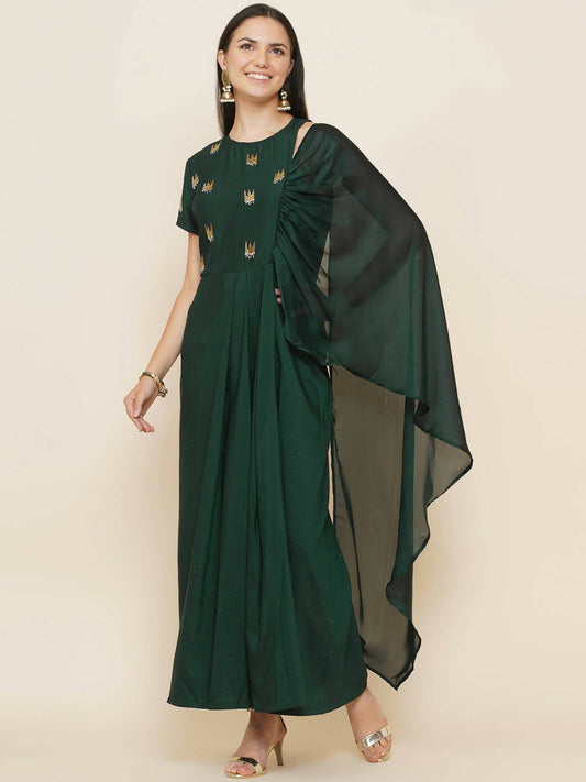 Women Republic Green Hand Embellished Gown - Grab2buy