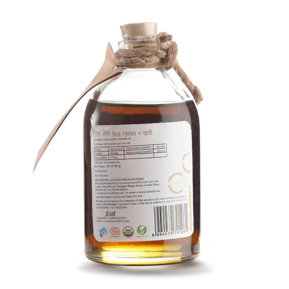 Conscious Food Organic Cold Pressed Sesame Oil 