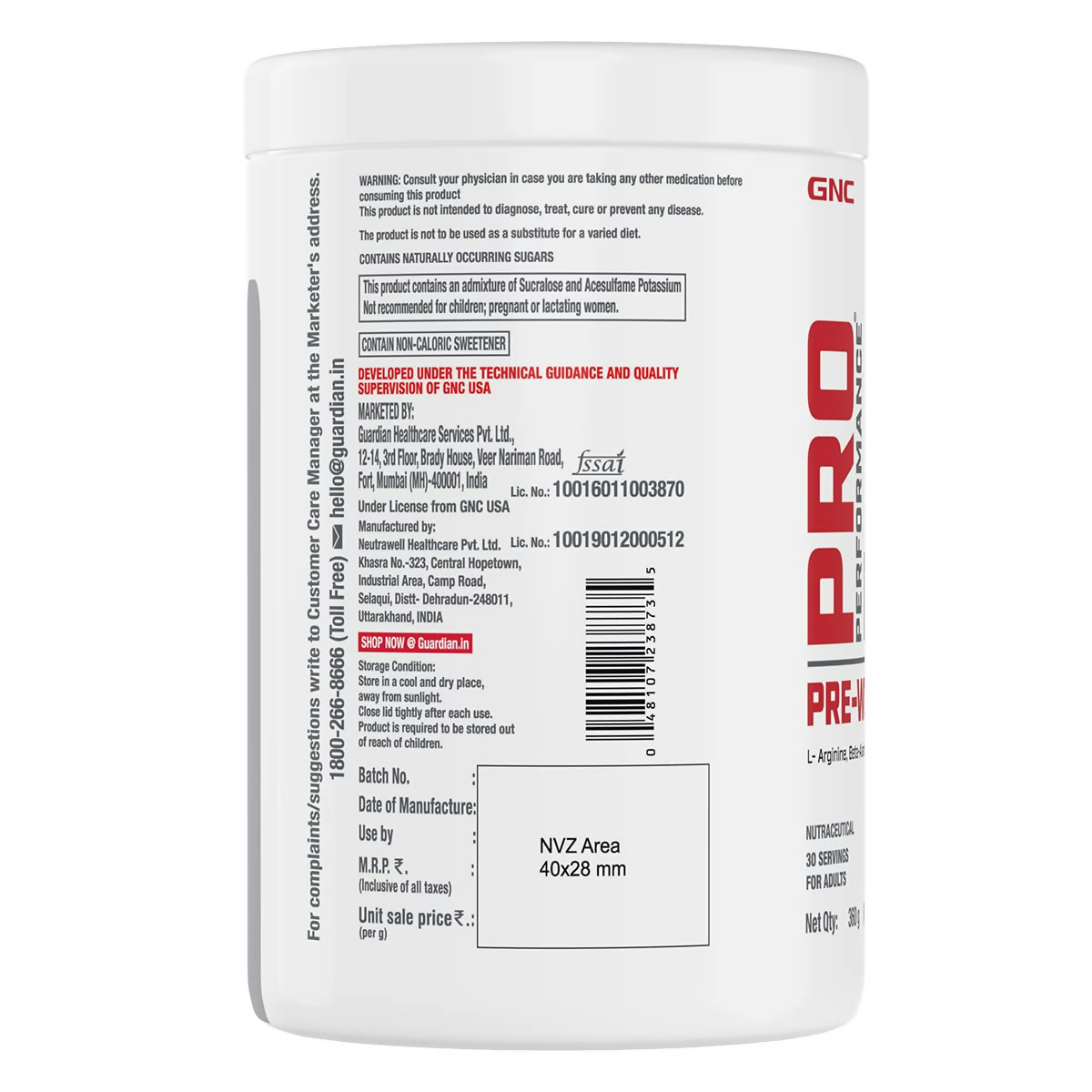 GNC Pro Performance Pre-Workout Fruit Punch 