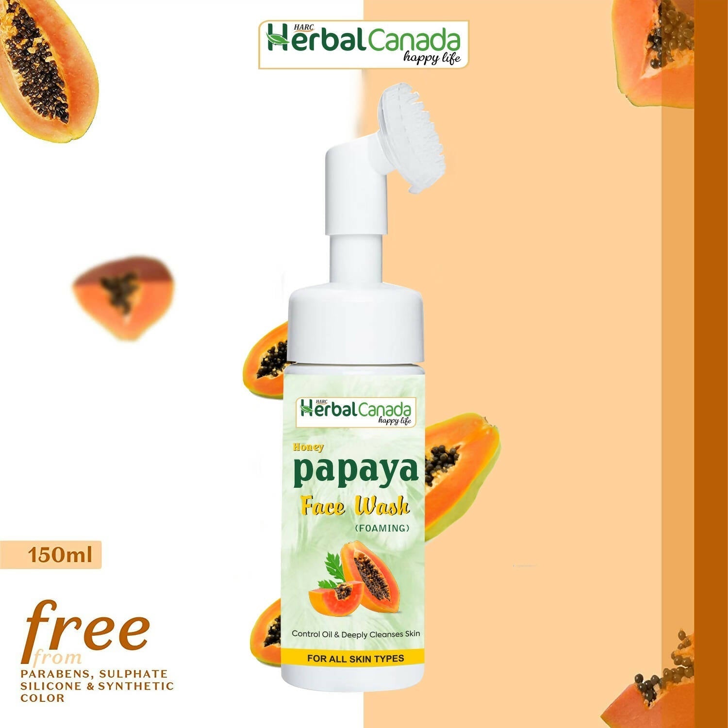 Herbal Canada Honey Papaya Foaming Face Wash 