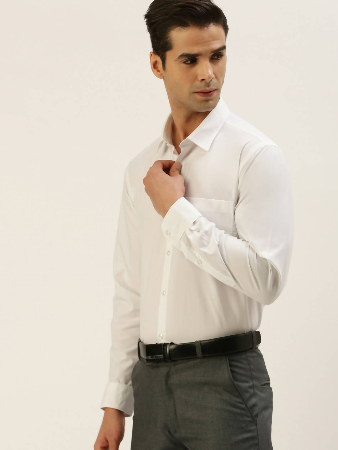 Ramraj Cotton Mens Full Sleeve Formal 100 % Cotton White Shirt 