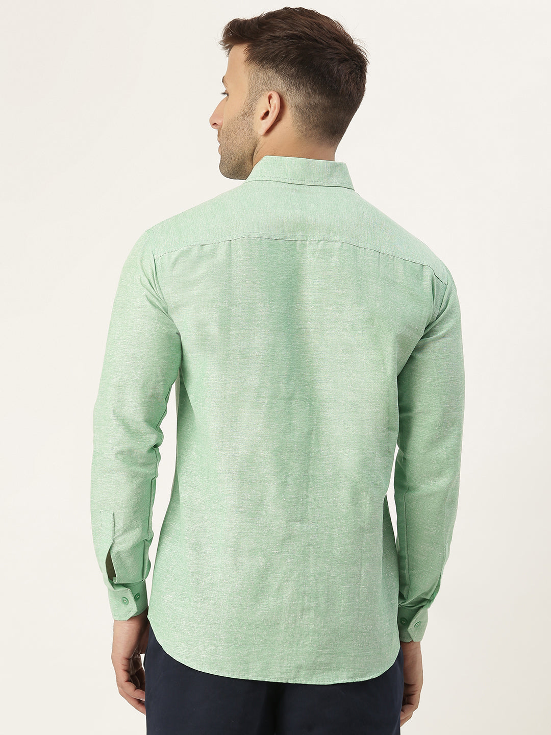 RIAG Green Men's Full Sleeves Solid Shirt