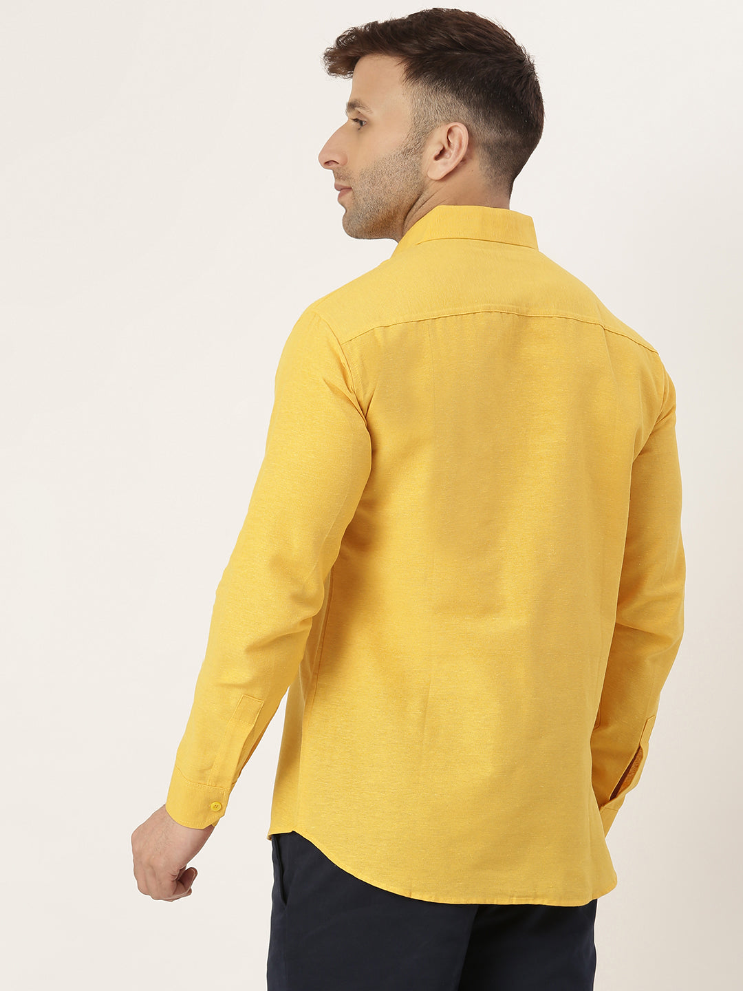 RIAG Yellow Men's Full Sleeves Solid Shirt