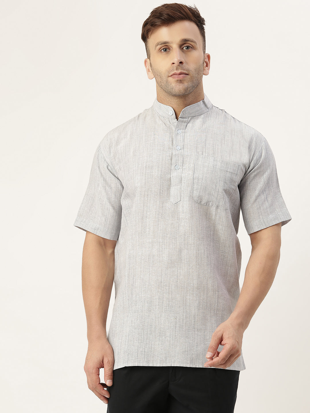 RIAG Men's Grey Cotton Long Ethnic Kurta