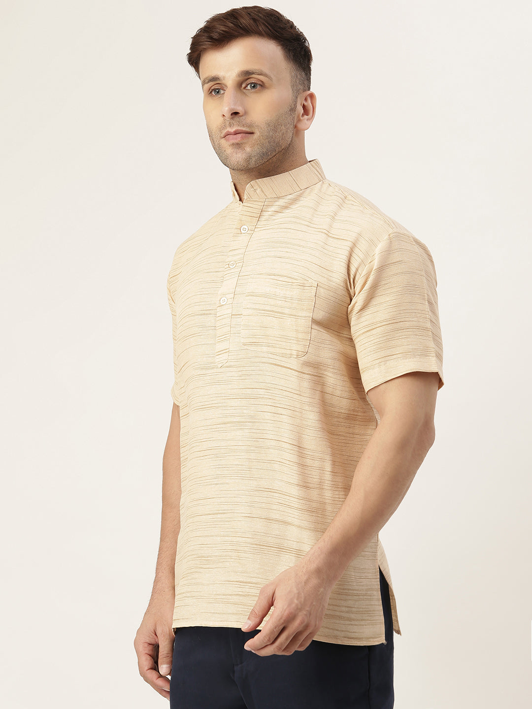 RIAG Men's Beige Cotton Long Ethnic Kurta