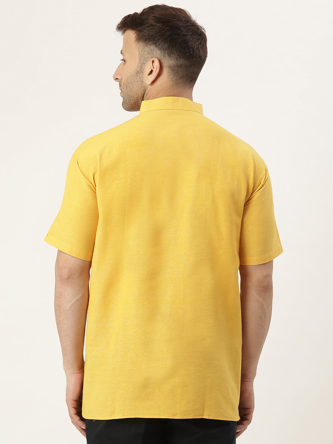 RIAG Men's Yellow Cotton Short Ethnic Kurta
