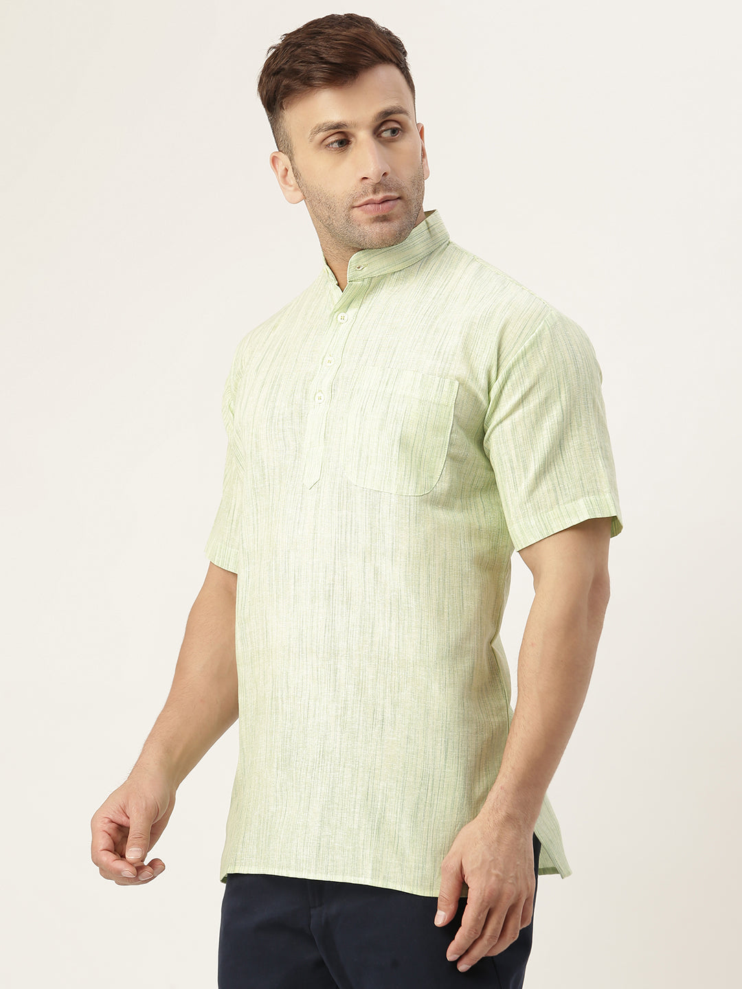 RIAG Men's Green Cotton Long Ethnic Kurta
