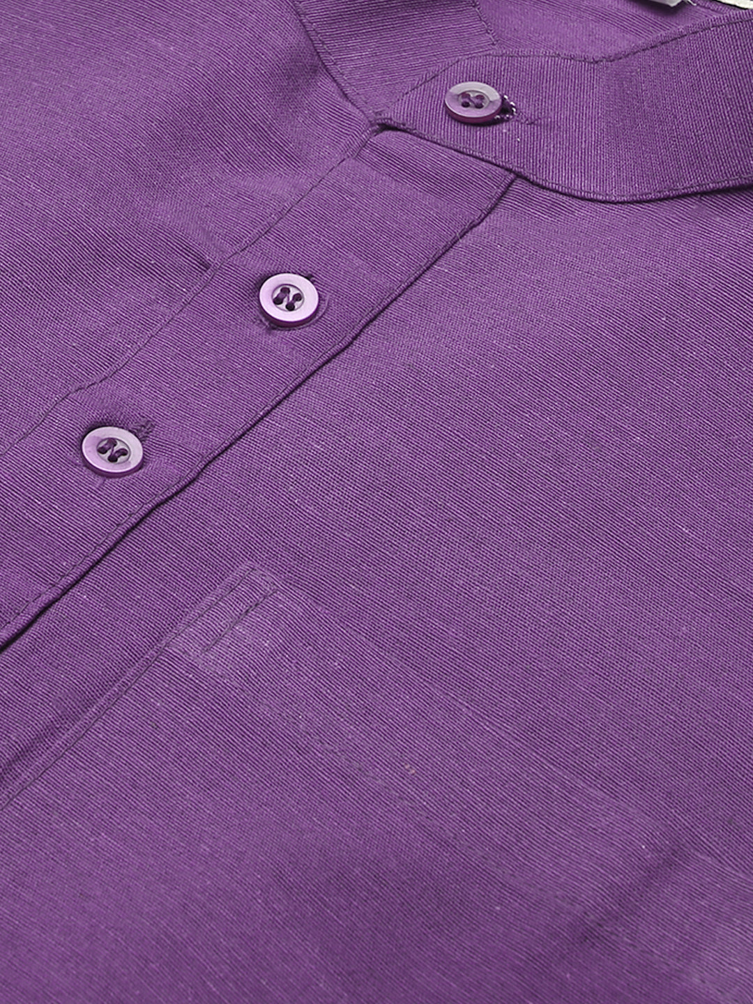 RIAG Men's Purple Cotton Short Ethnic Kurta