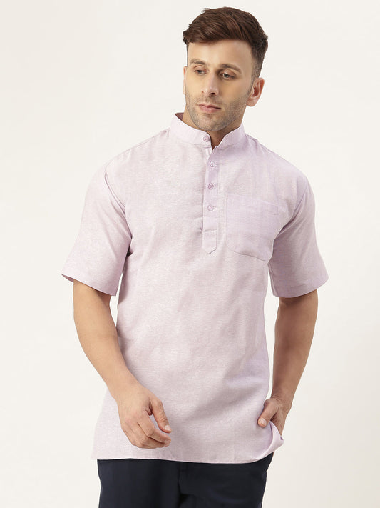 RIAG Men's Purple Cotton Short Ethnic Kurta