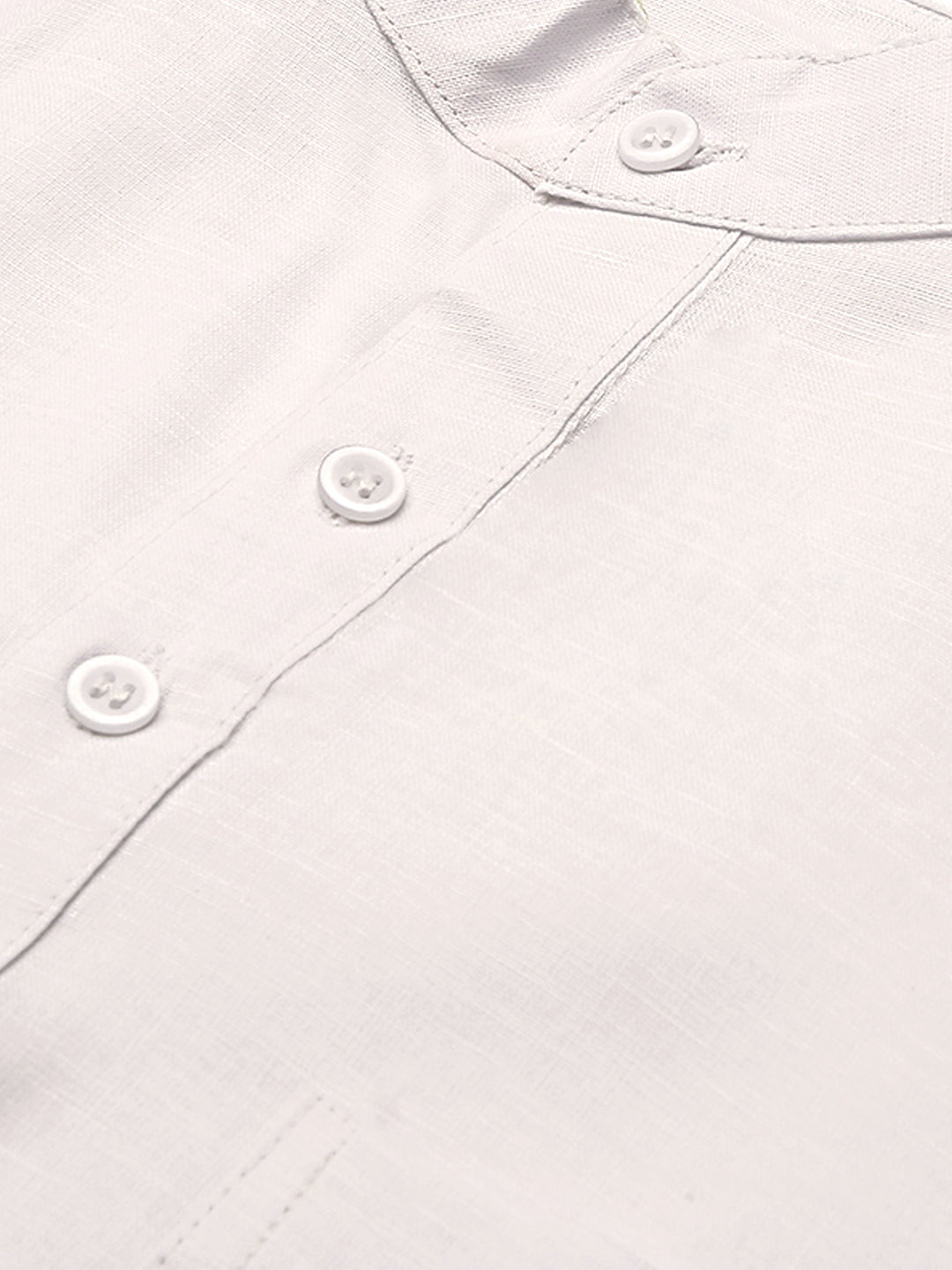 RIAG Men's White Cotton Short Ethnic Kurta