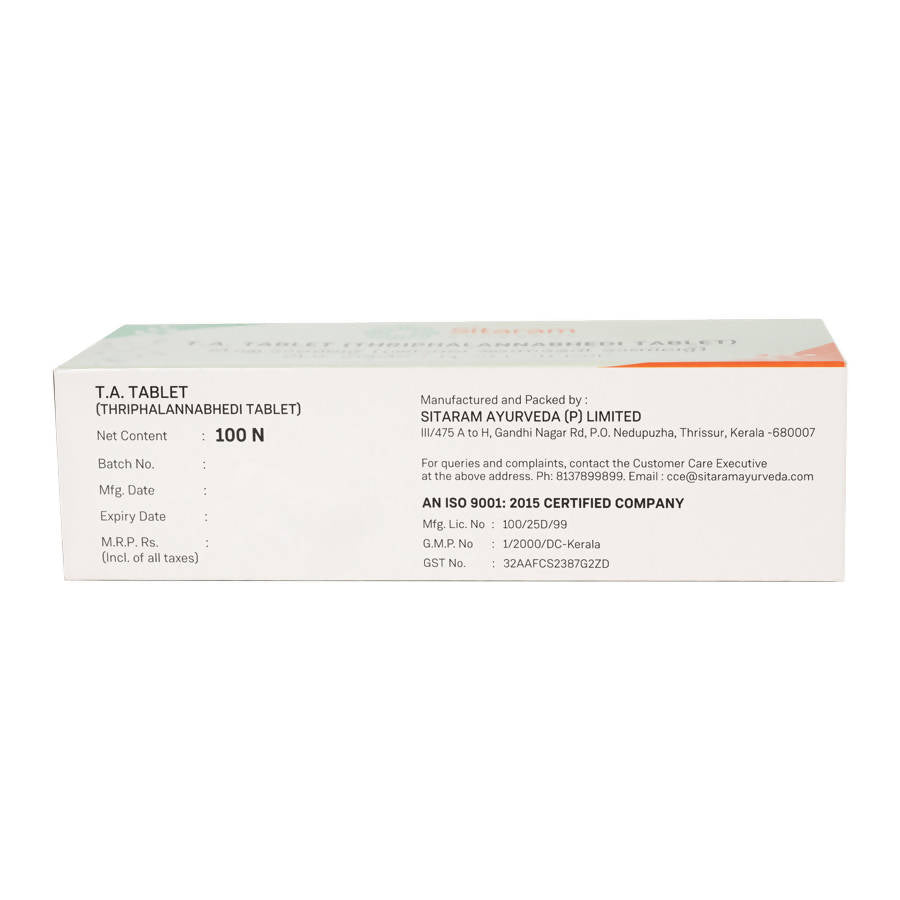 Sitaram Ayurveda T. A.Tablet (Thriphalannabhedi Tablet) 