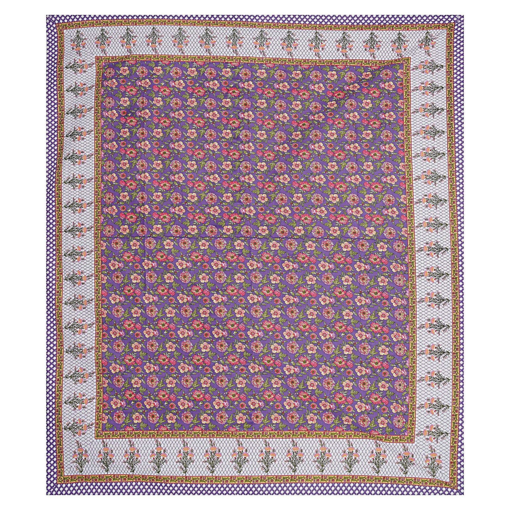 Rudra Bazaar Purple 210 TC Cotton Double King Bedsheet With 2 Pillow Covers