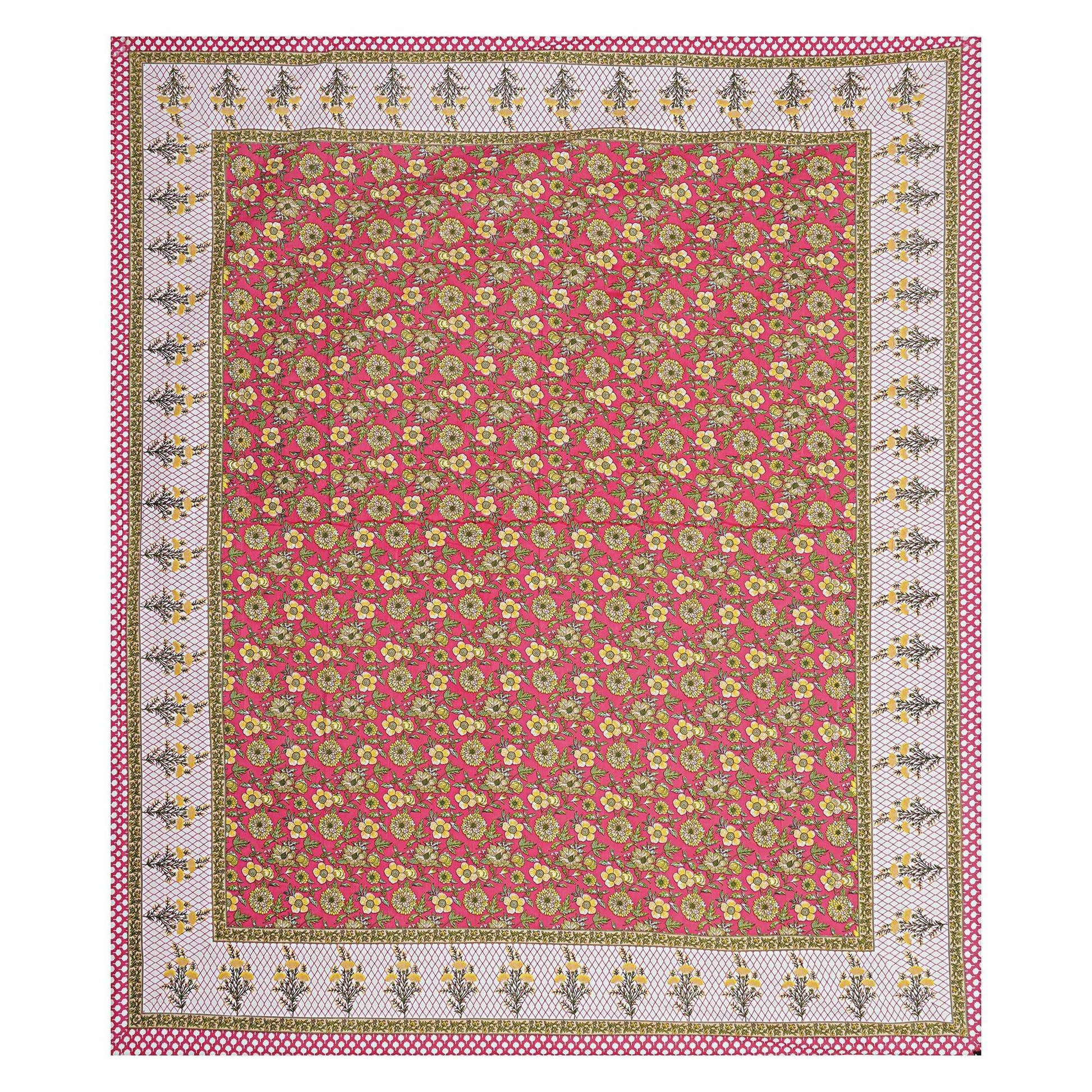 Rudra Bazaar Red 210 TC Cotton Double King Bedsheet With 2 Pillow Covers