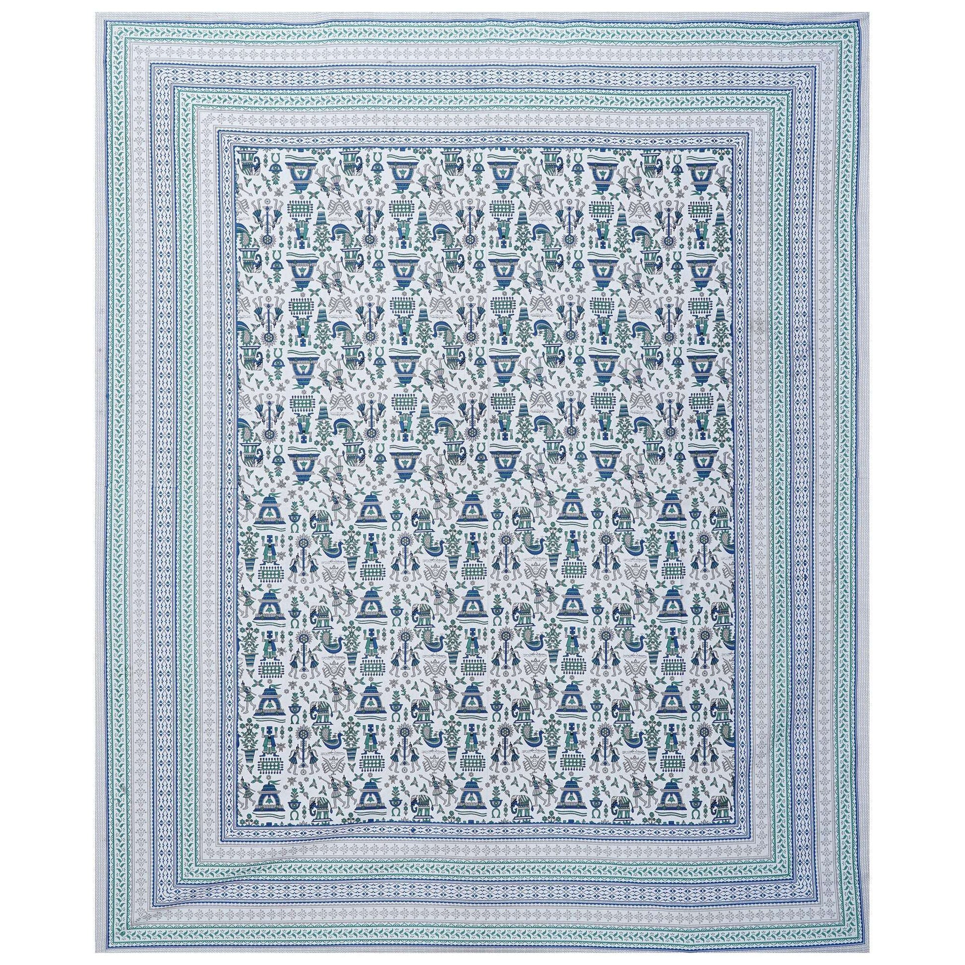 Rudra Bazaar Turquoise Blue 210 TC Cotton Double King Bedsheet With 2 Pillow Covers