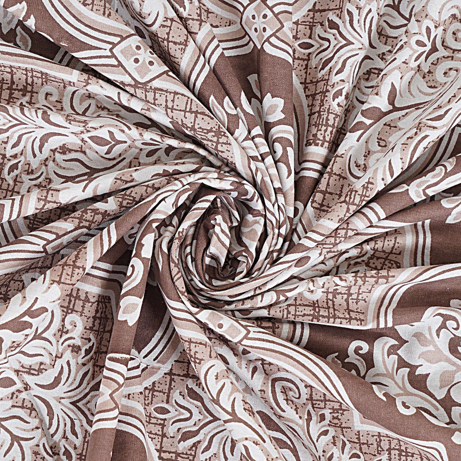 Rudra Bazaar Brown 210 TC Cotton Double King Bedsheet With 2 Pillow Covers