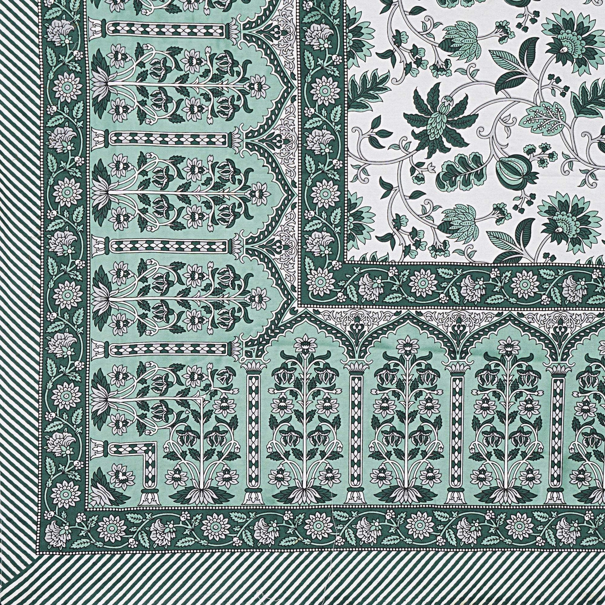 Rudra Bazaar Sea Green 210 TC Cotton Double King Bedsheet With 2 Pillow Covers