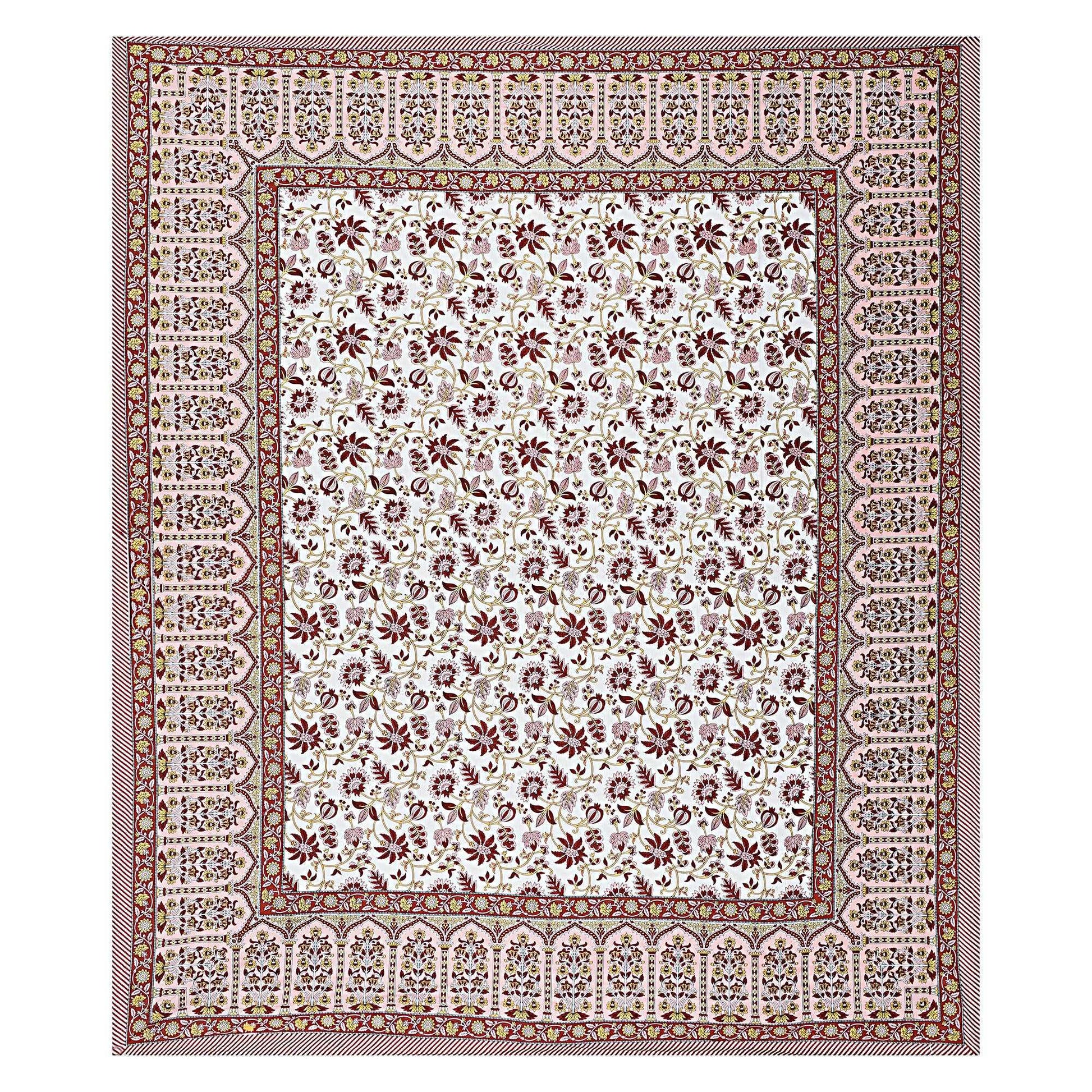 Rudra Bazaar Peach 210 TC Cotton Double King Bedsheet With 2 Pillow Covers