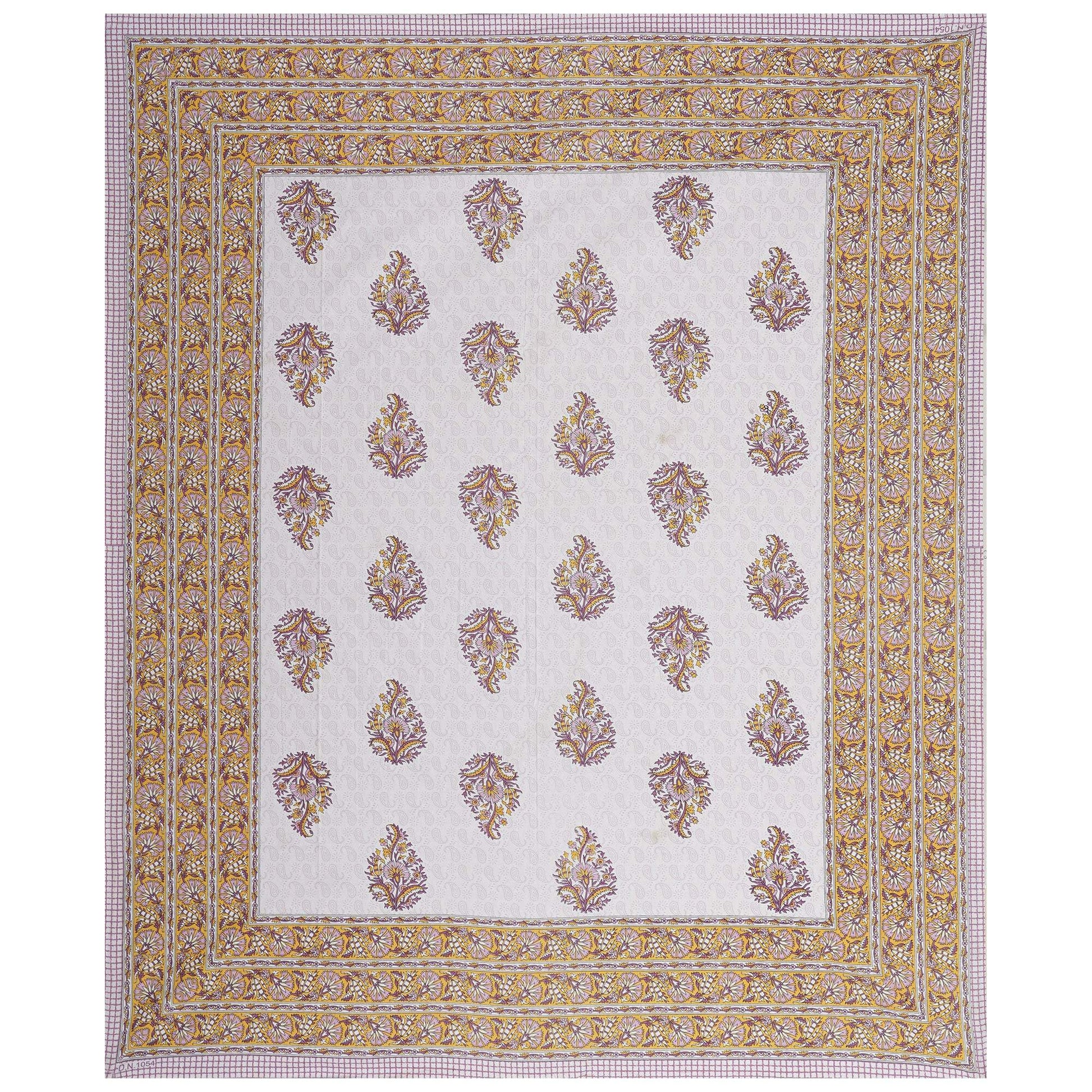 Rudra Bazaar Purple Gold 210 TC Cotton Double King Bedsheet With 2 Pillow Covers