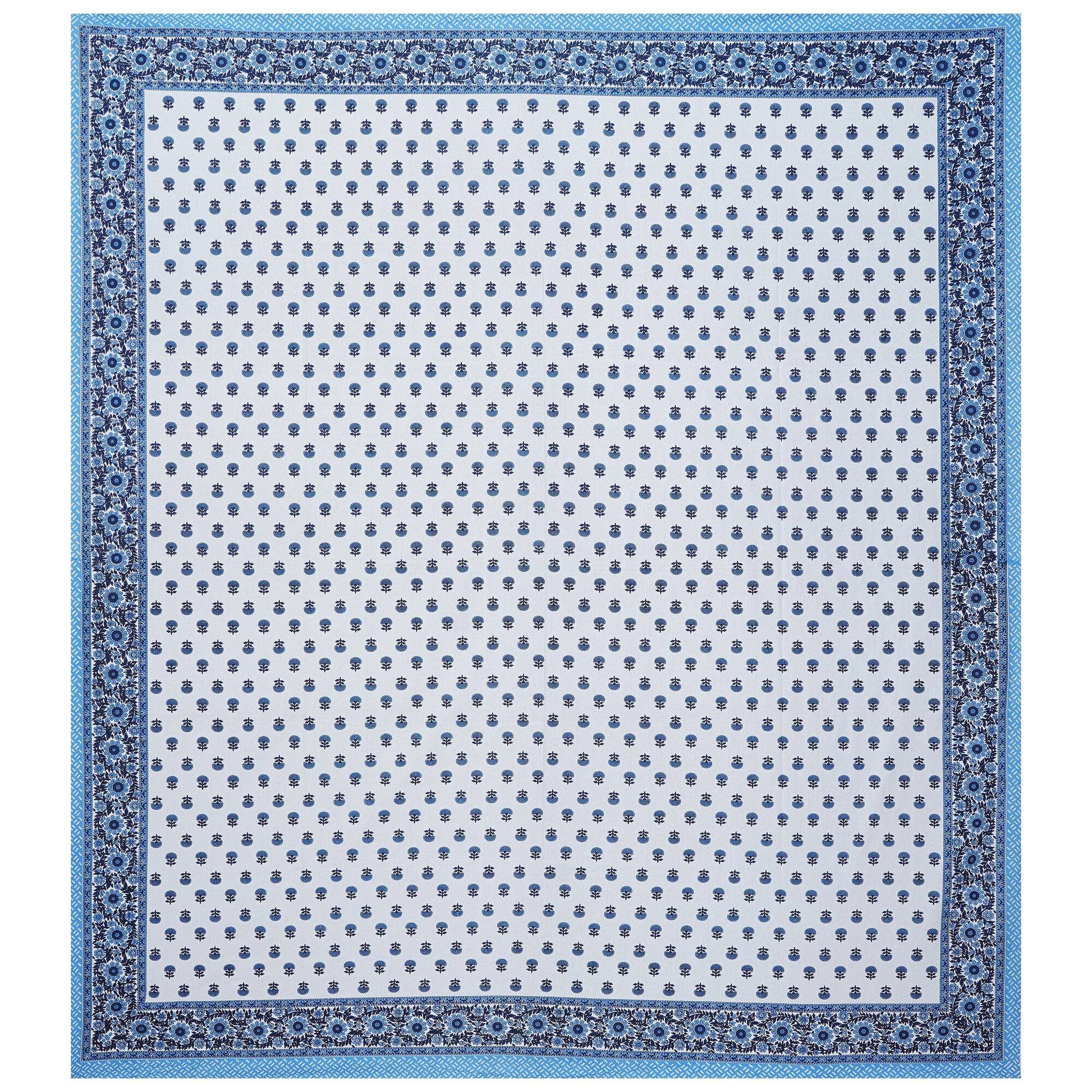 Rudra Bazaar Blue 210 TC Cotton Double King Bedsheet With 2 Pillow Covers