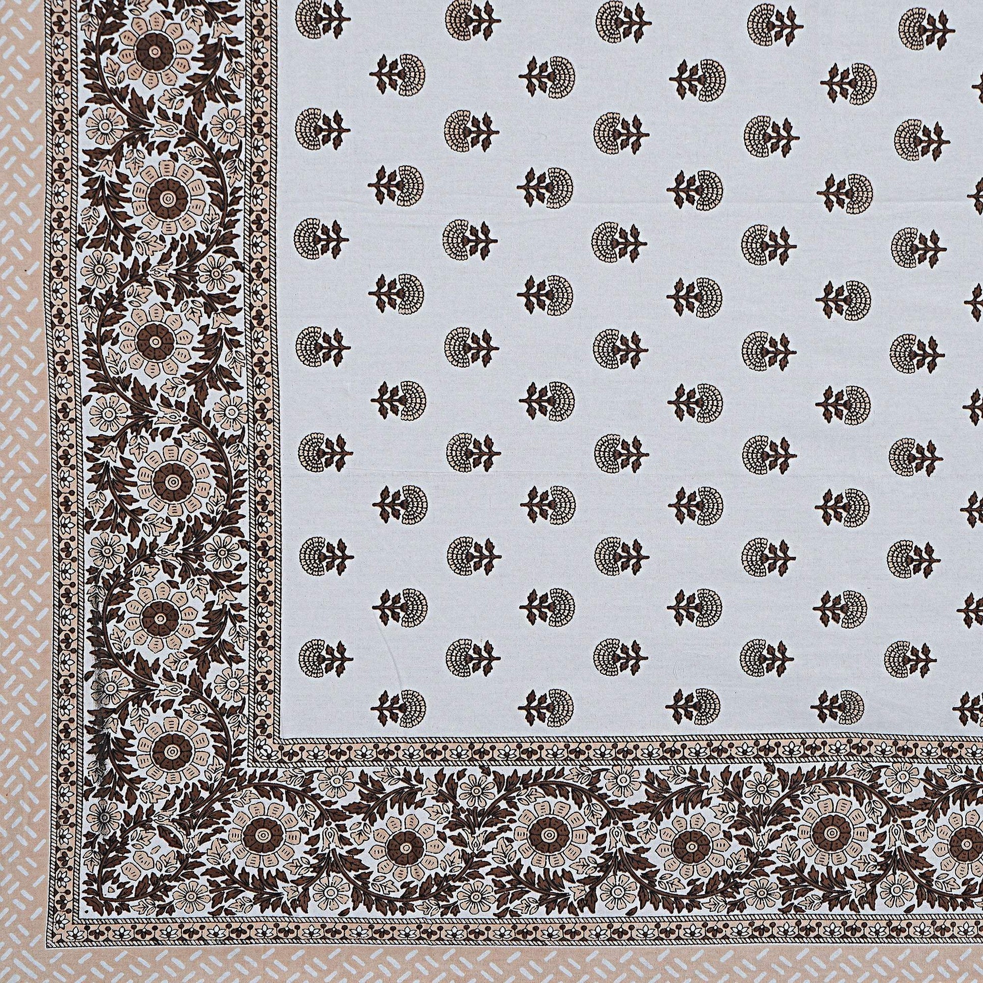 Rudra Bazaar Brown 210 TC Cotton Double King Bedsheet With 2 Pillow Covers