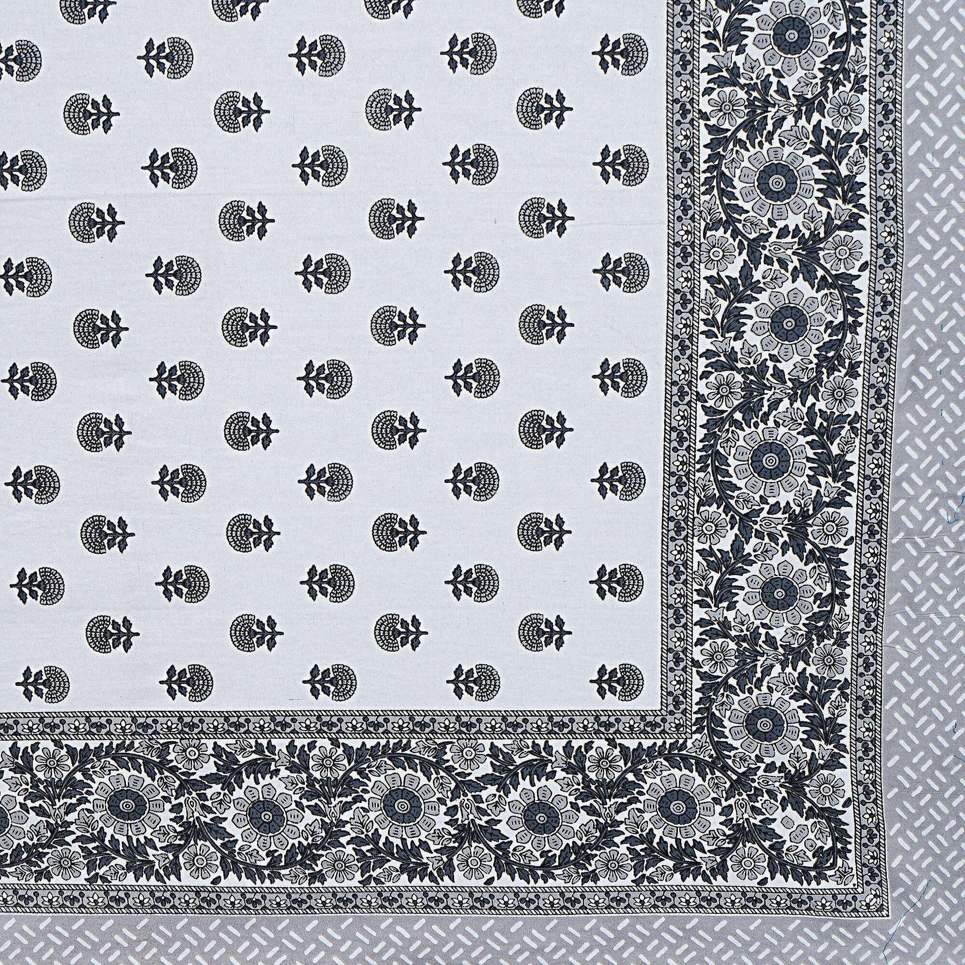 Rudra Bazaar Grey 210 TC Cotton Double King Bedsheet With 2 Pillow Covers