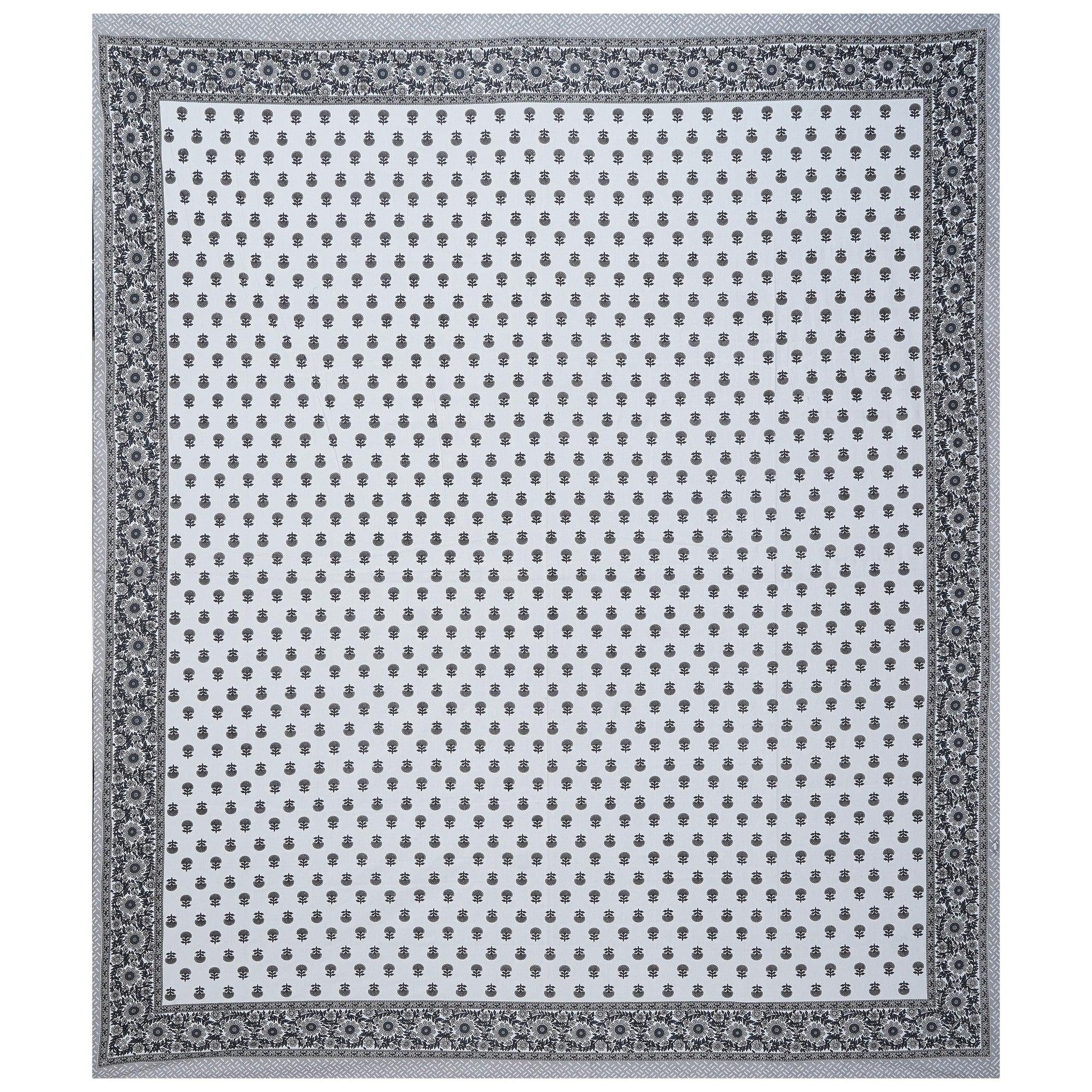 Rudra Bazaar Grey 210 TC Cotton Double King Bedsheet With 2 Pillow Covers