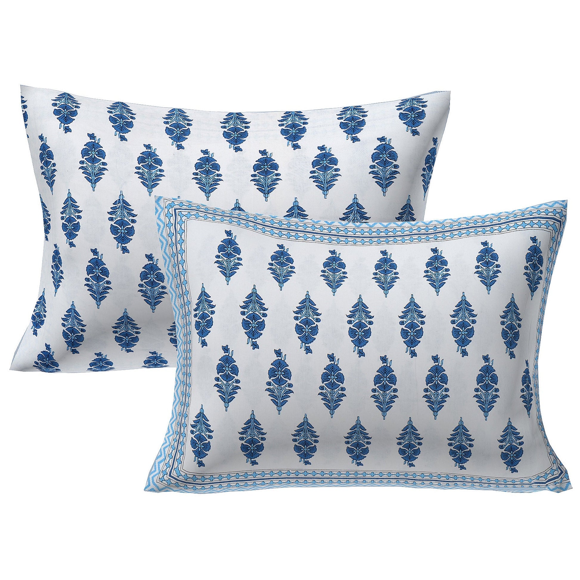 Rudra Bazaar Blue 210 TC Cotton Double King Bedsheet With 2 Pillow Covers