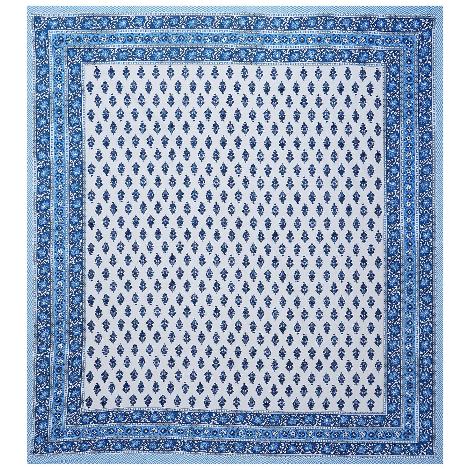 Rudra Bazaar Blue 210 TC Cotton Double King Bedsheet With 2 Pillow Covers