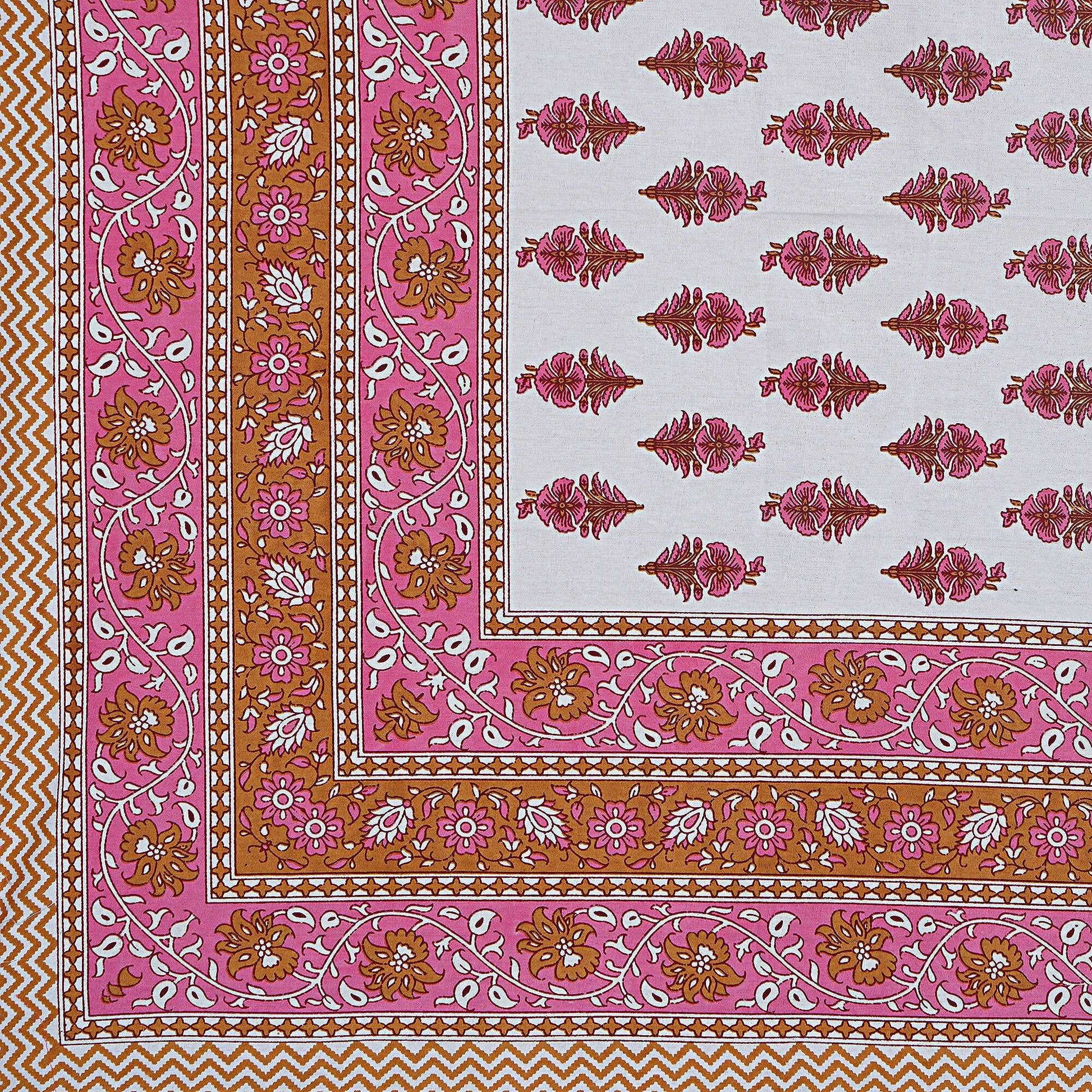 Rudra Bazaar Pink 210 TC Cotton Double King Bedsheet With 2 Pillow Covers