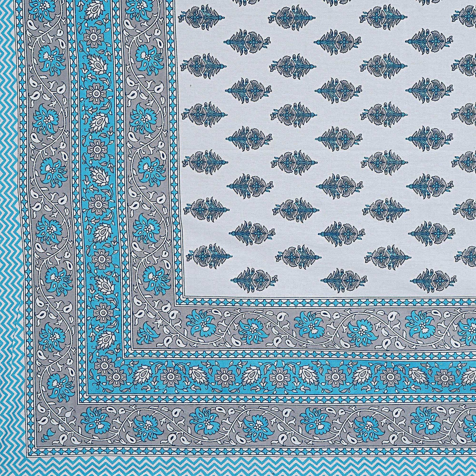 Rudra Bazaar Turquoise Blue 210 TC Cotton Double King Bedsheet With 2 Pillow Covers