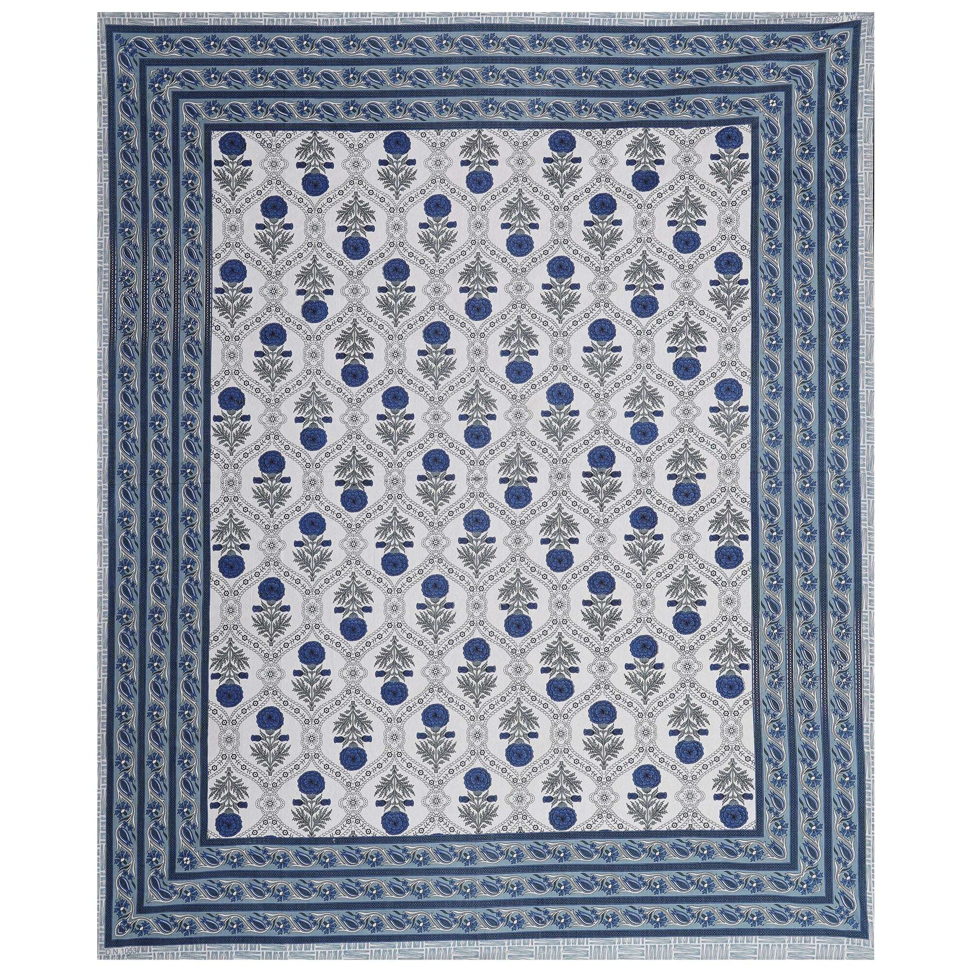 Rudra Bazaar Blue 210 TC Cotton Double King Bedsheet With 2 Pillow Covers