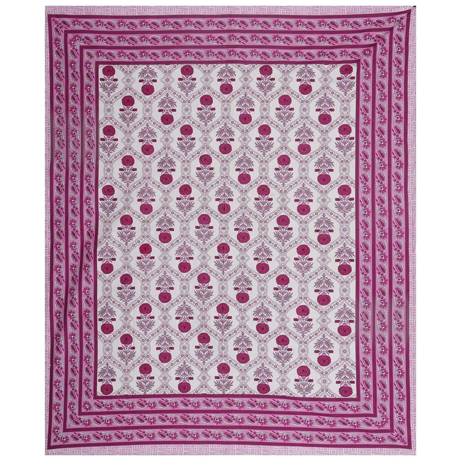 Rudra Bazaar Pink 210 TC Cotton Double King Bedsheet With 2 Pillow Covers