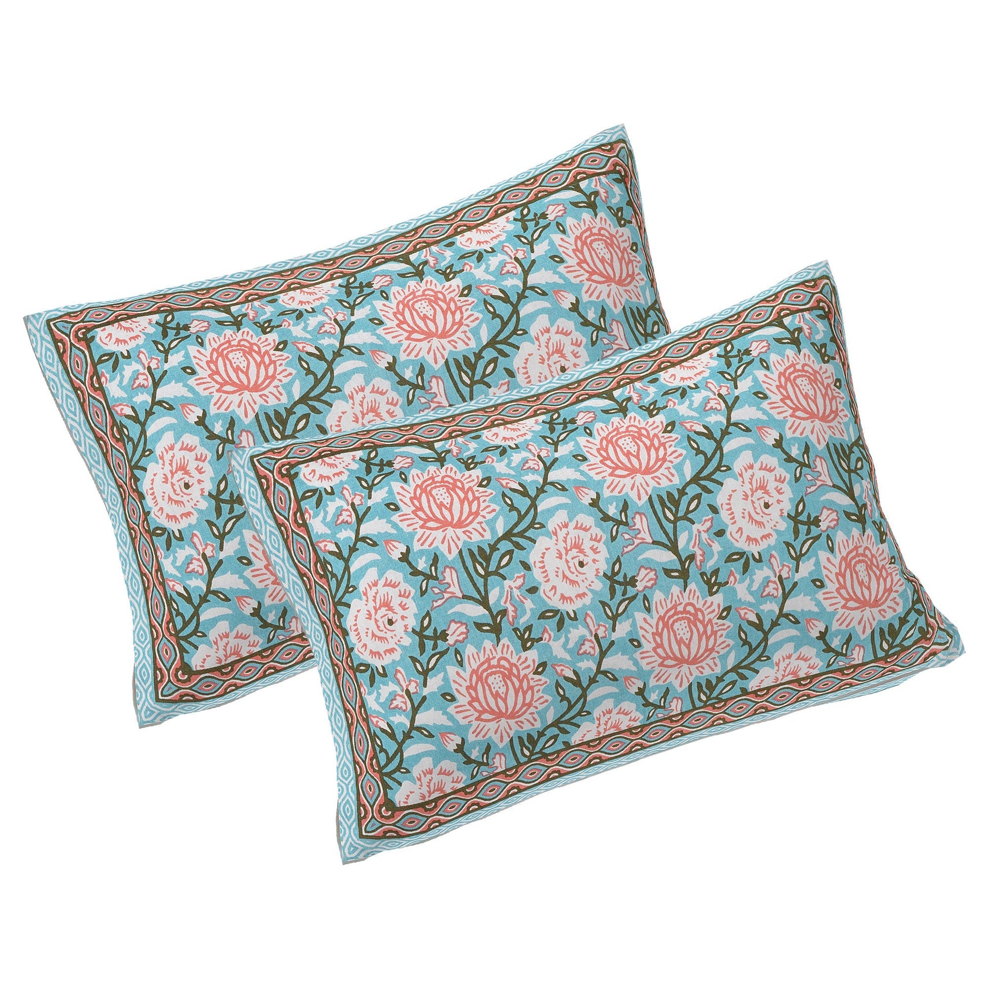 Rudra Bazaar Blue 210 TC Cotton Double King Bedsheet With 2 Pillow Covers