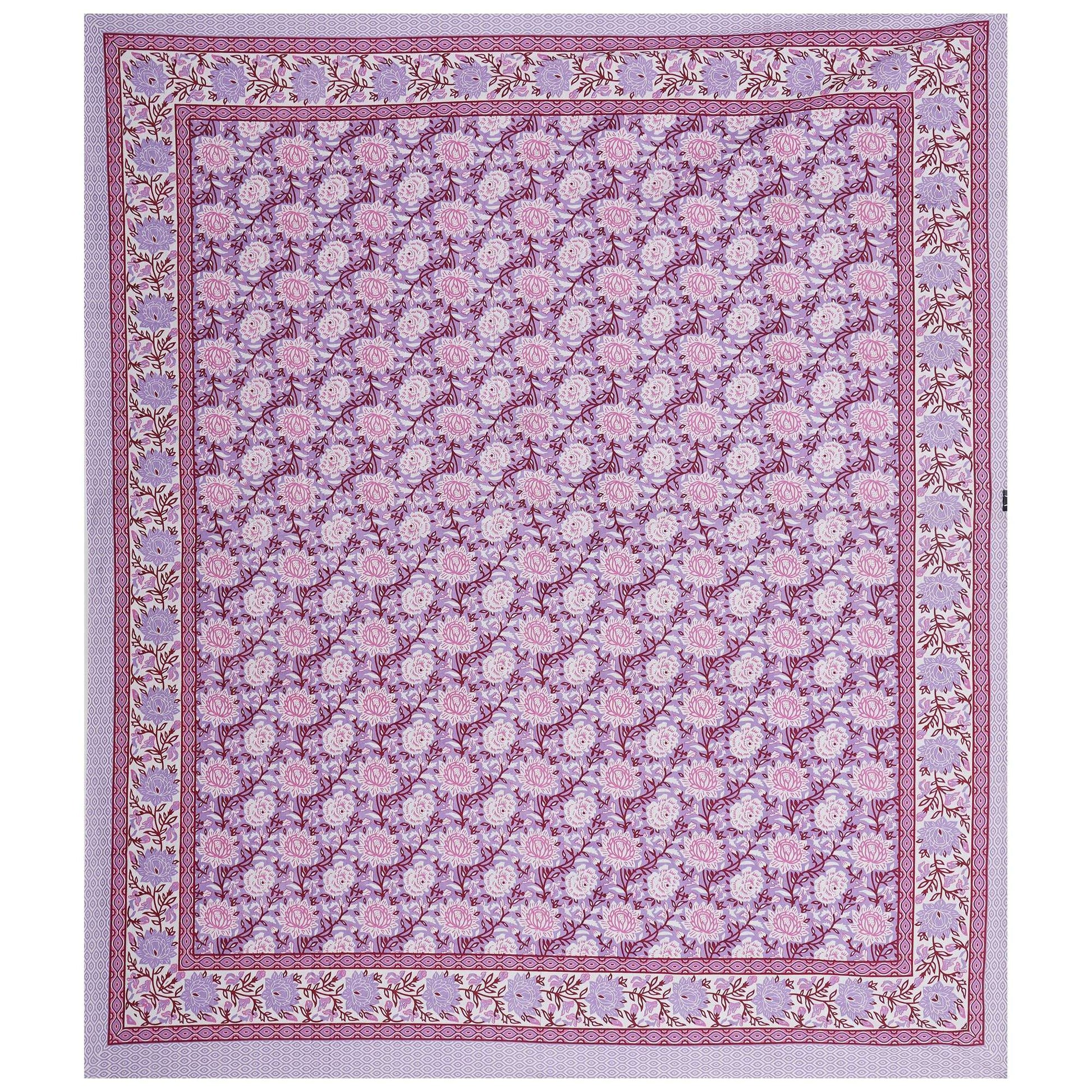 Rudra Bazaar Purple 210 TC Cotton Double King Bedsheet With 2 Pillow Covers