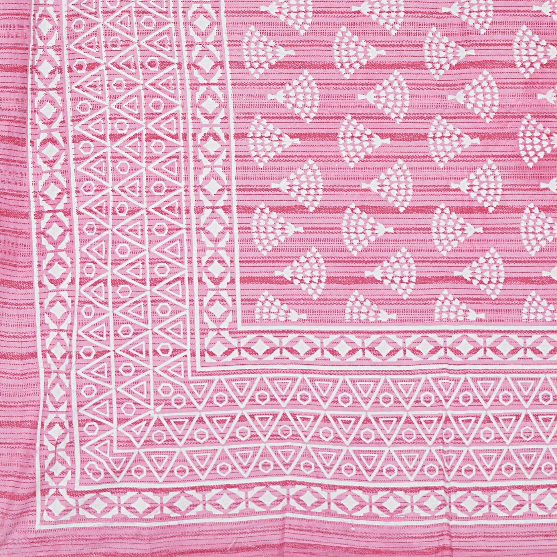 Rudra Bazaar Pink 210 TC Cotton Double King Bedsheet With 2 Pillow Covers
