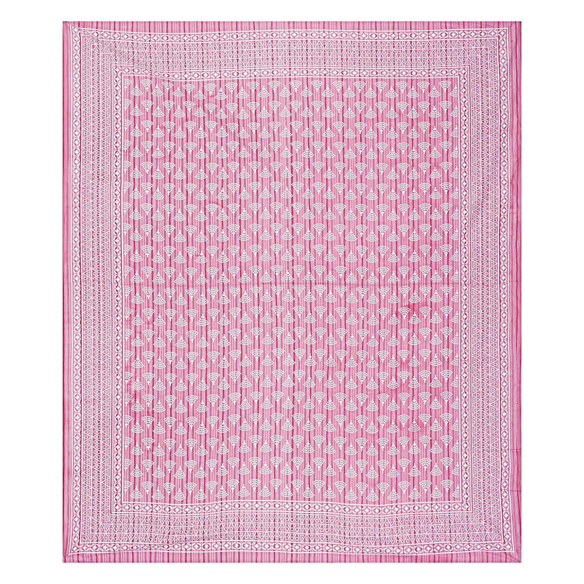 Rudra Bazaar Pink 210 TC Cotton Double King Bedsheet With 2 Pillow Covers