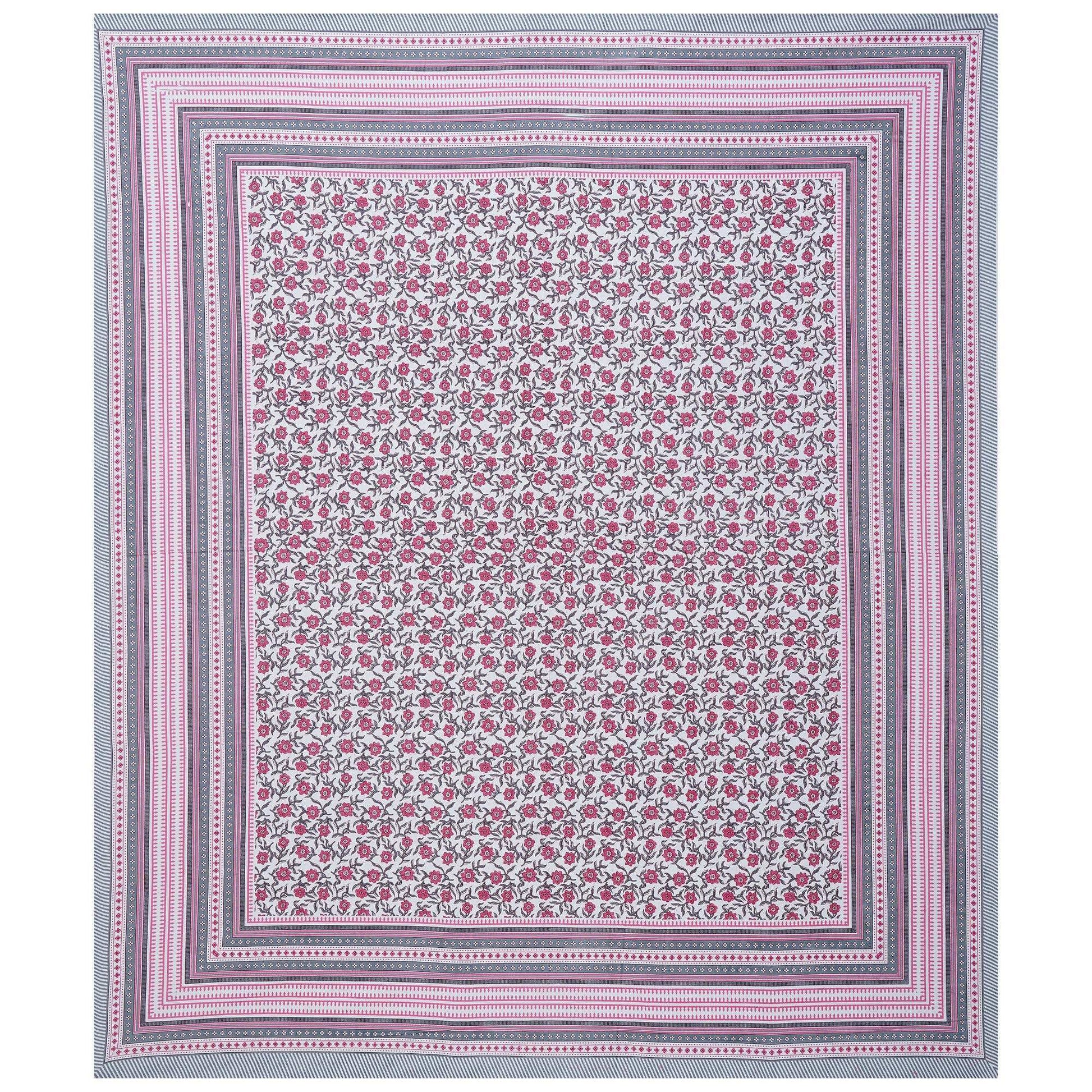 Rudra Bazaar Pink 210 TC Cotton Double King Bedsheet With 2 Pillow Covers