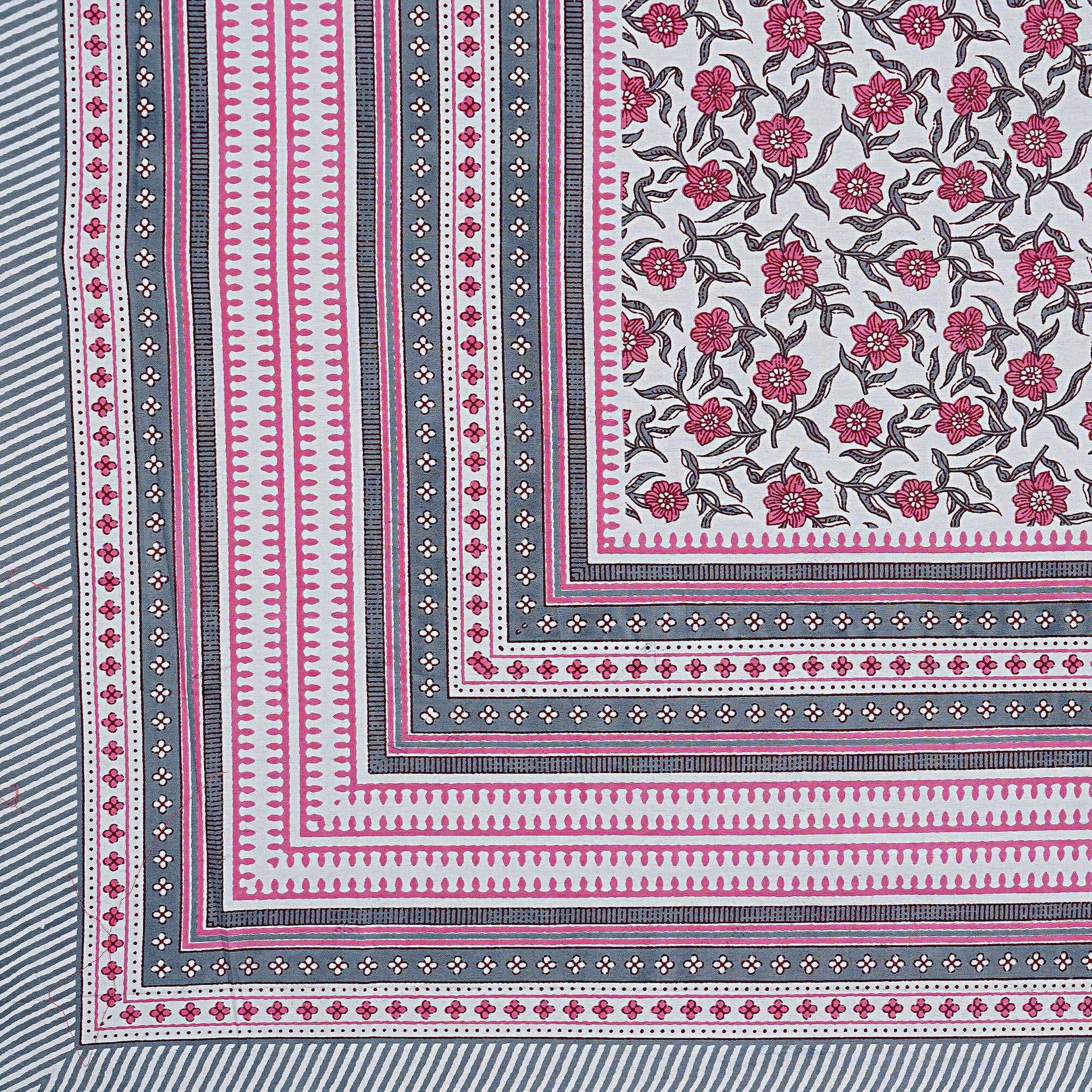Rudra Bazaar Pink 210 TC Cotton Double King Bedsheet With 2 Pillow Covers
