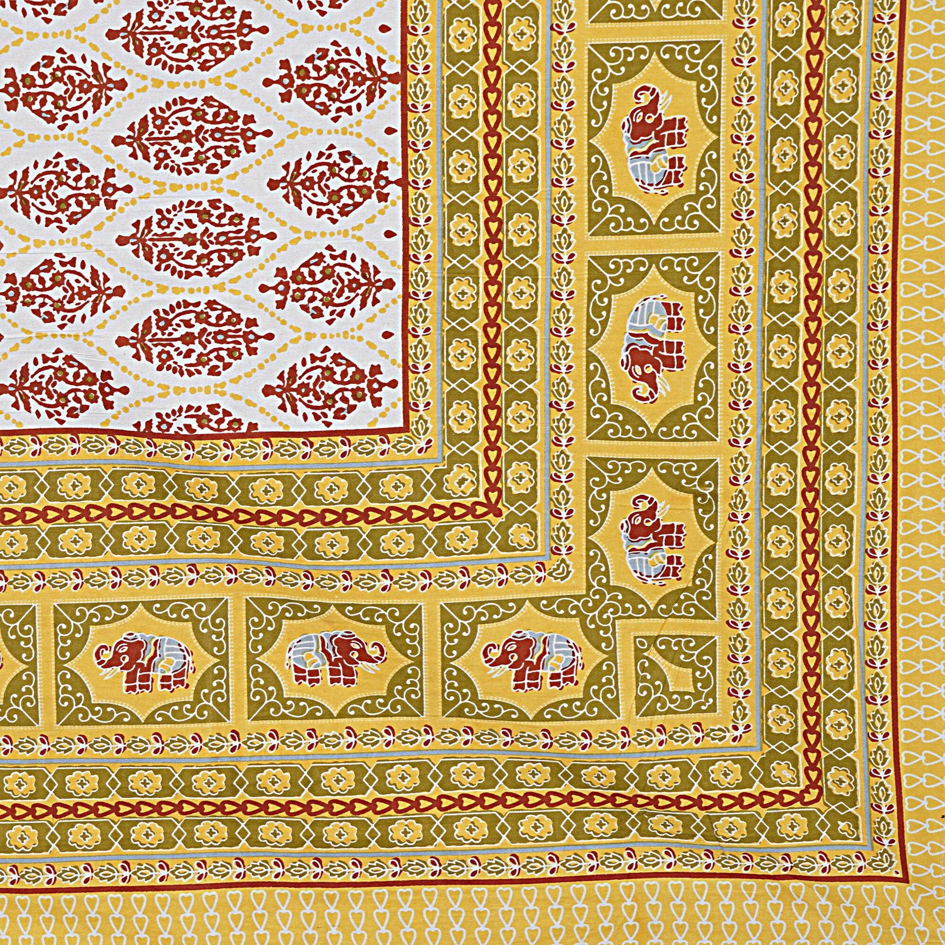 Rudra Bazaar Gold 210 TC Cotton Double King Bedsheet With 2 Pillow Covers