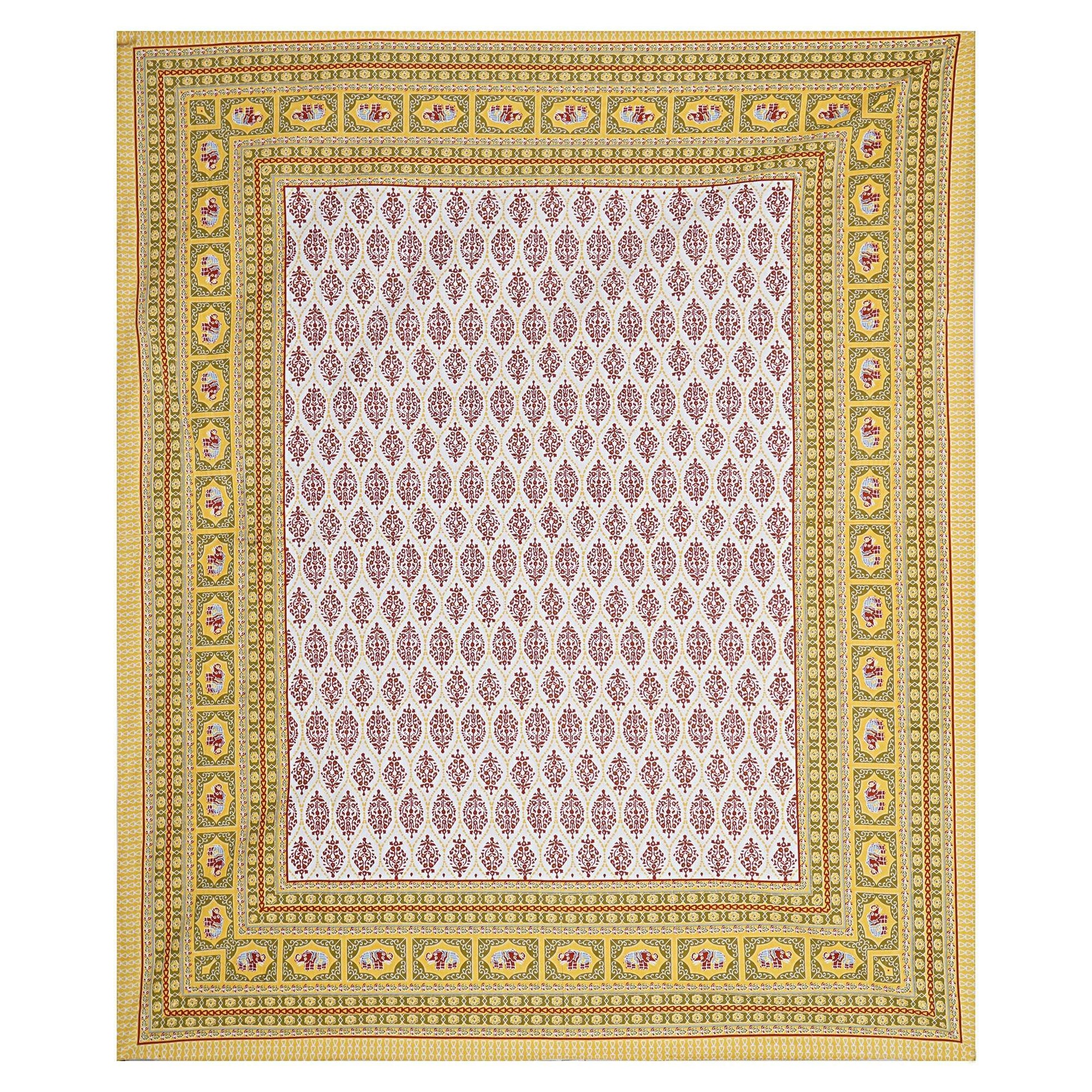 Rudra Bazaar Gold 210 TC Cotton Double King Bedsheet With 2 Pillow Covers