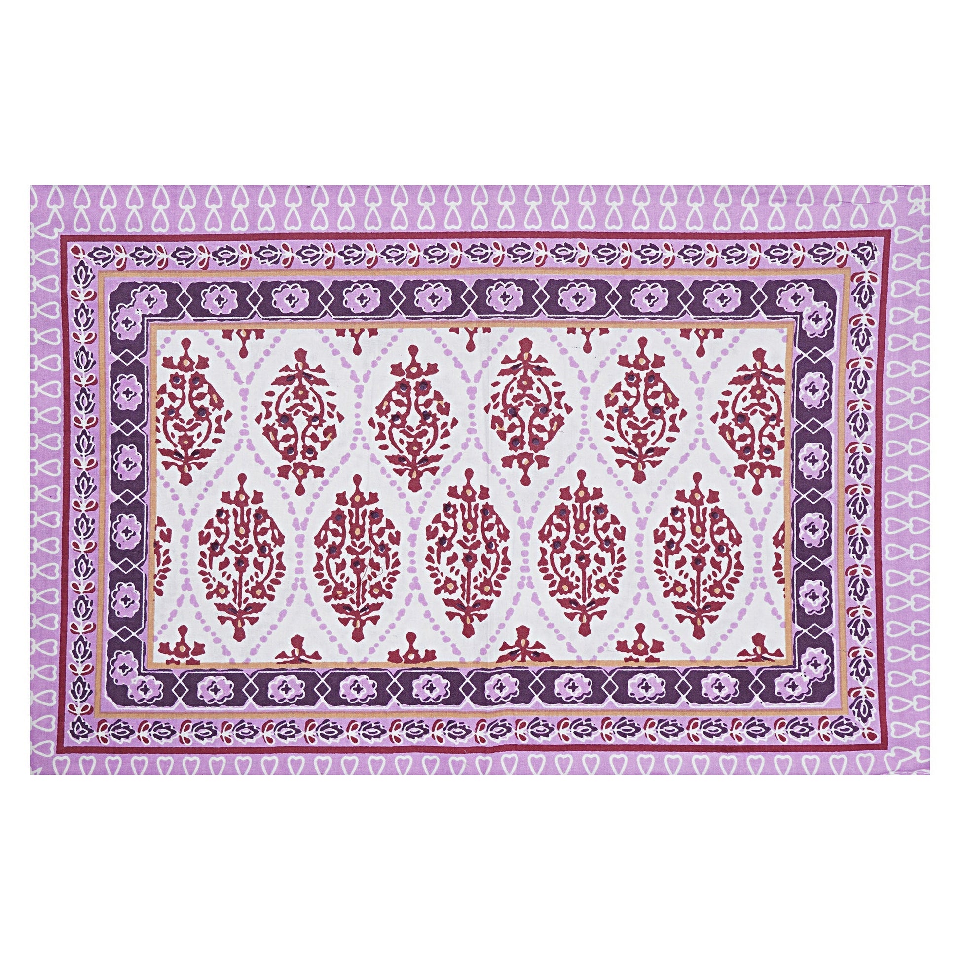 Rudra Bazaar Purple 210 TC Cotton Double King Bedsheet With 2 Pillow Covers