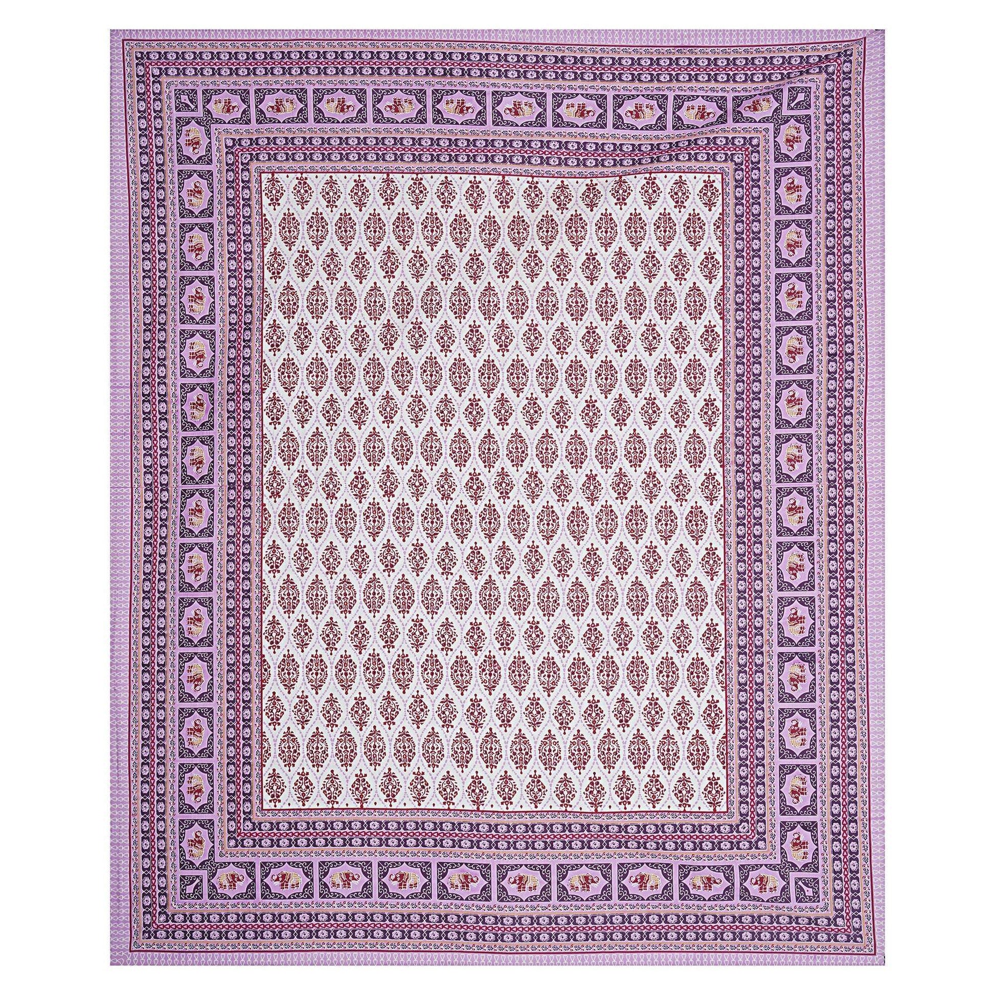 Rudra Bazaar Purple 210 TC Cotton Double King Bedsheet With 2 Pillow Covers