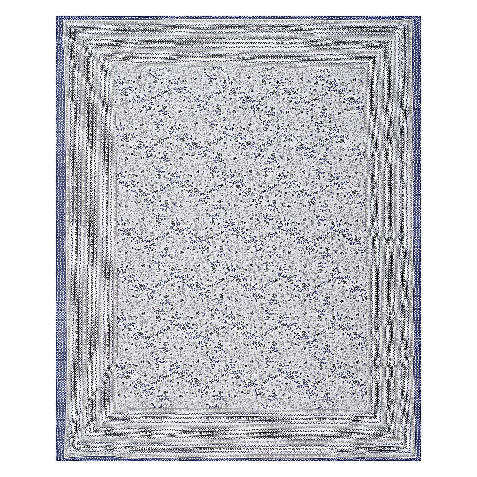 Rudra Bazaar Blue 210 TC Cotton Double King Bedsheet With 2 Pillow Covers