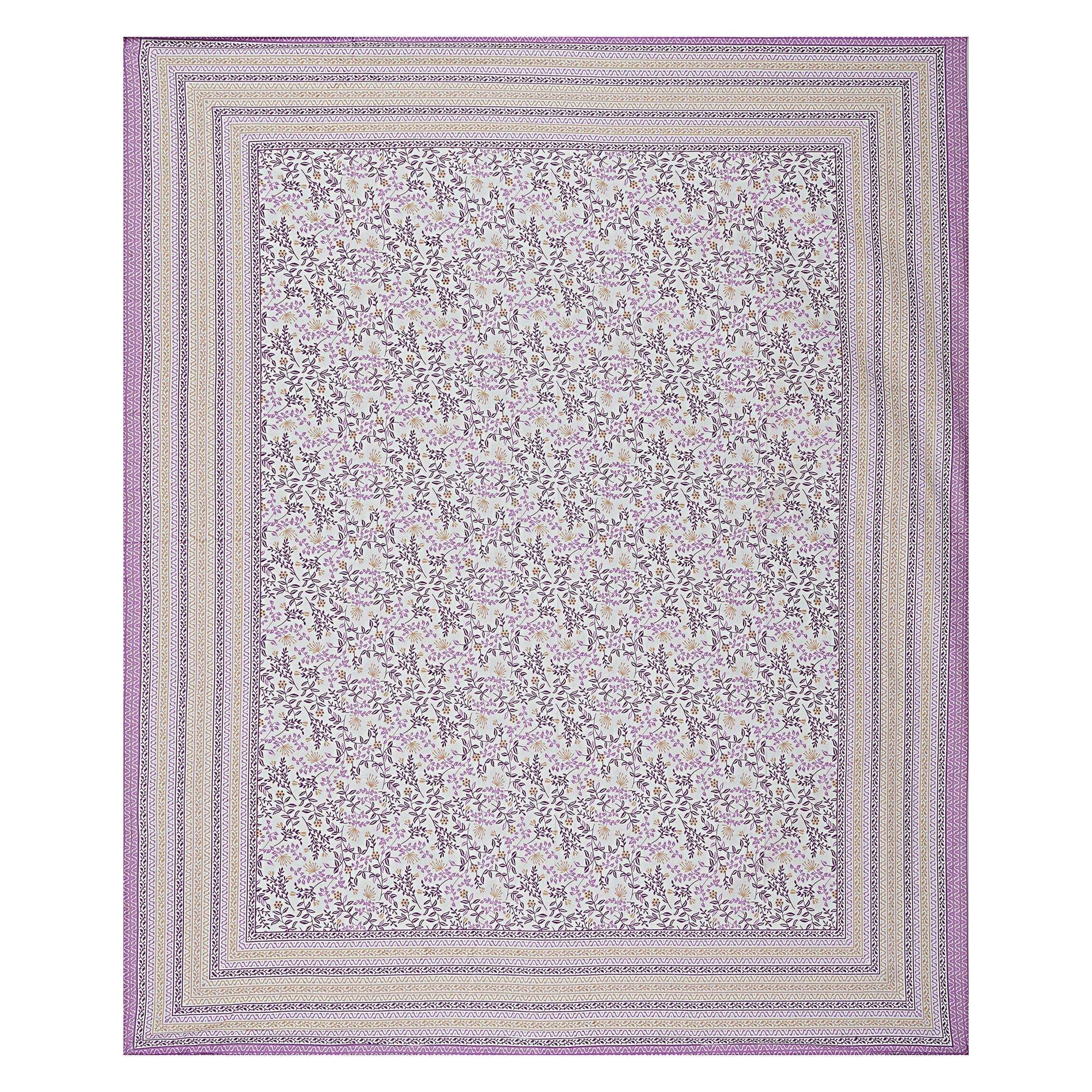 Rudra Bazaar Purple 210 TC Cotton Double King Bedsheet With 2 Pillow Covers