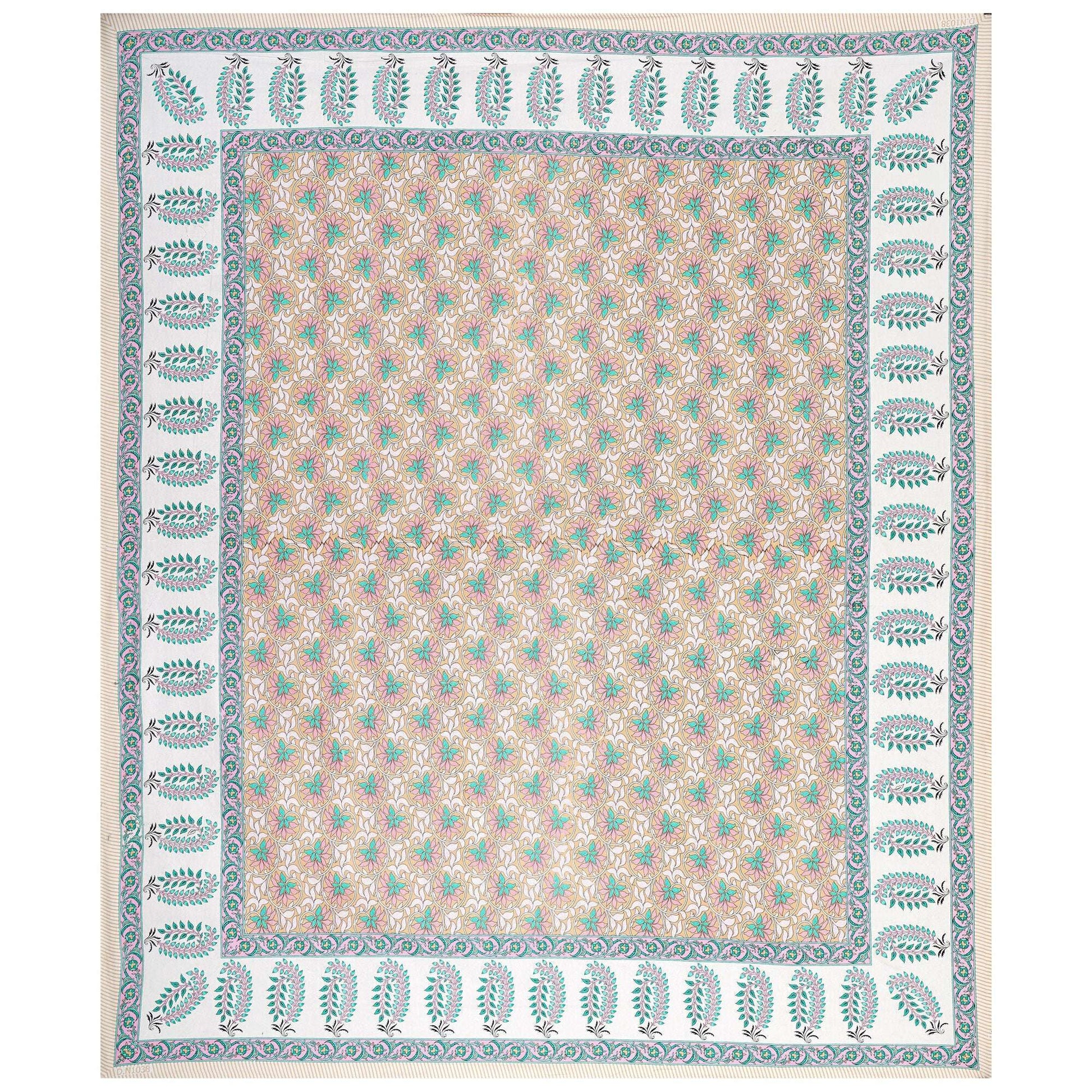 Rudra Bazaar Multi 210 TC Cotton Double King Bedsheet With 2 Pillow Covers