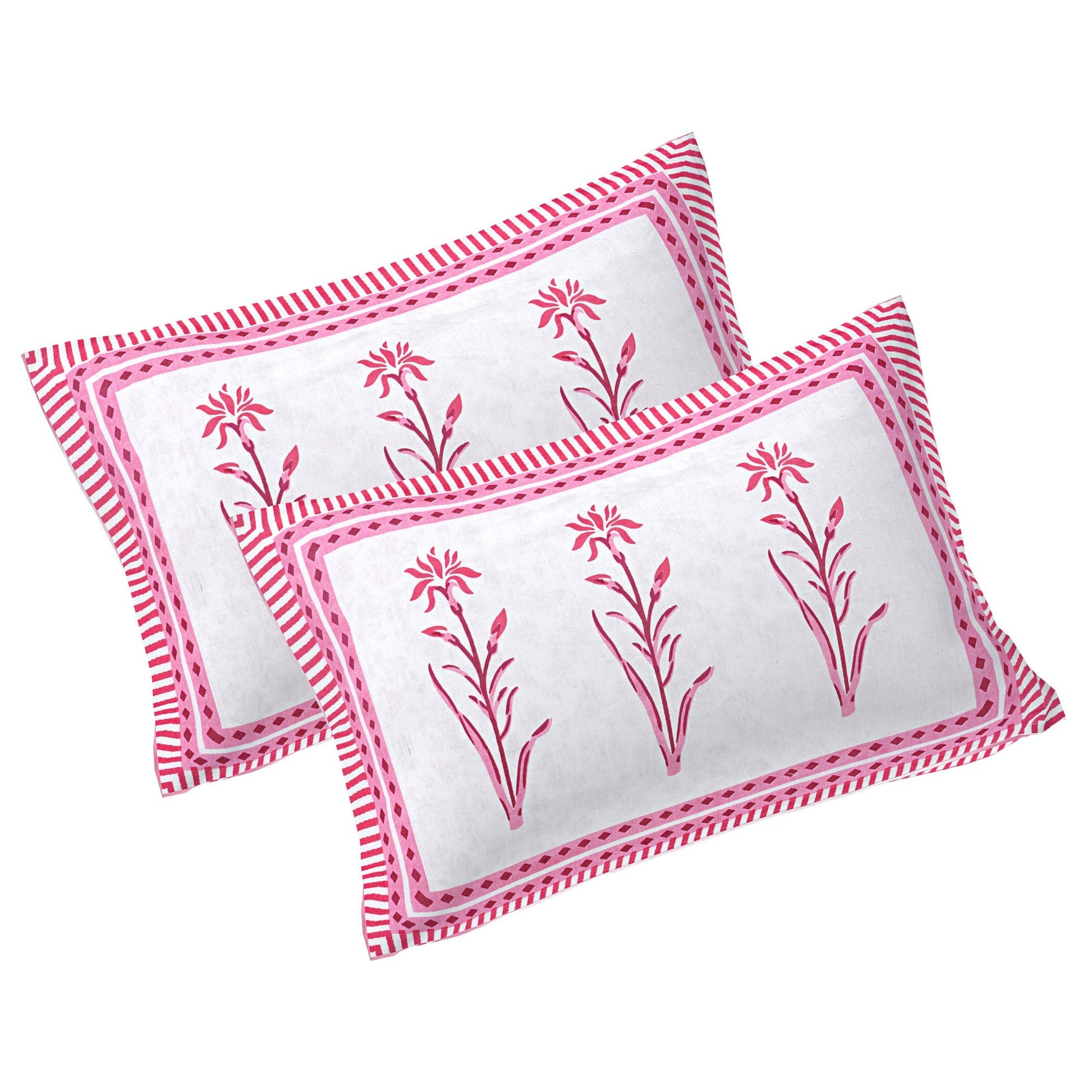Rudra Bazaar Pink 210 TC Cotton Double King Bedsheet With 2 Pillow Covers