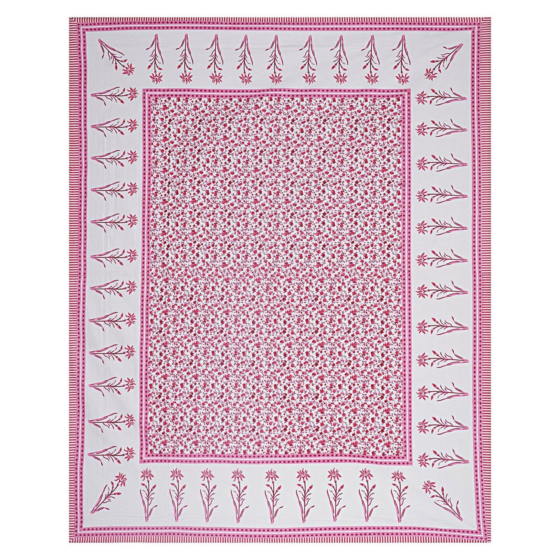 Rudra Bazaar Pink 210 TC Cotton Double King Bedsheet With 2 Pillow Covers