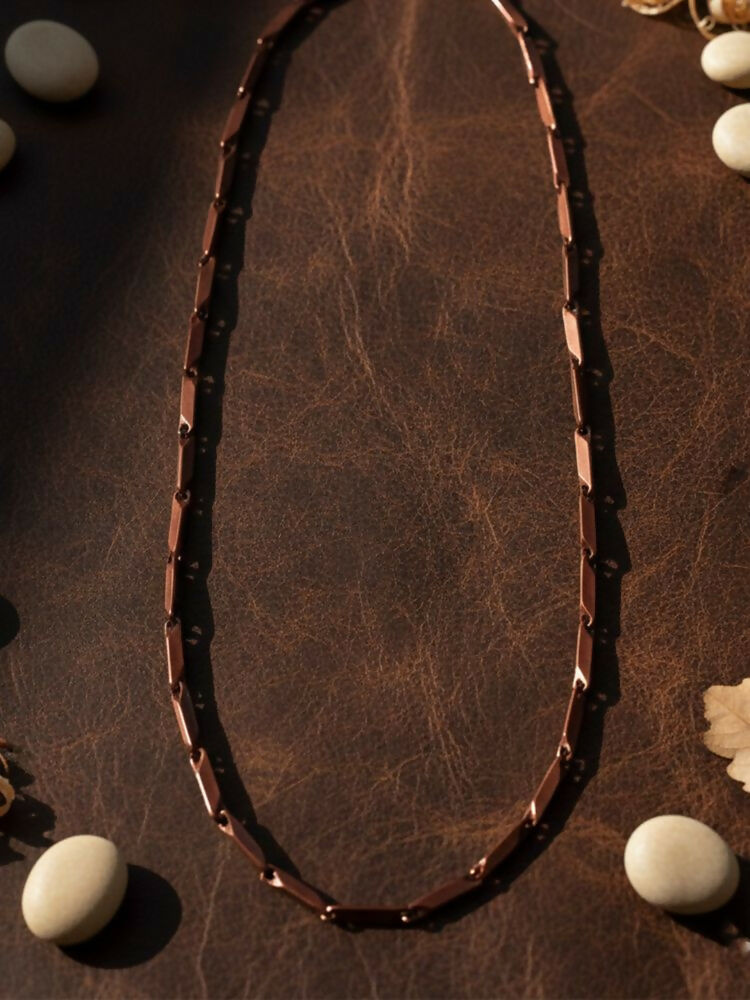 NVR Men's Handcrafted Maroon Rhodium Plated Chain
