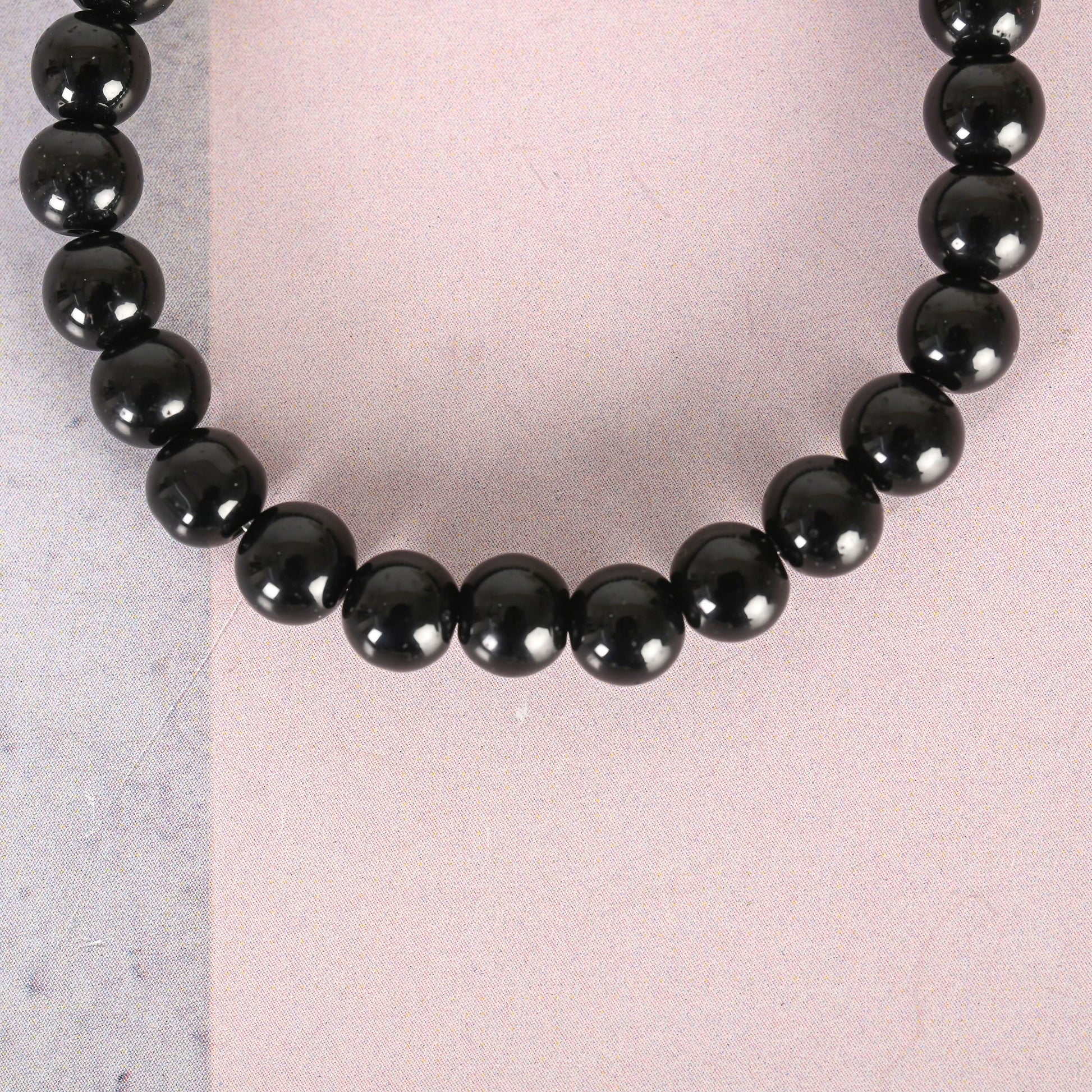 NVR Men & Women Black Marble Crystal Beaded Elasticated Bracelet | Grab2Buy